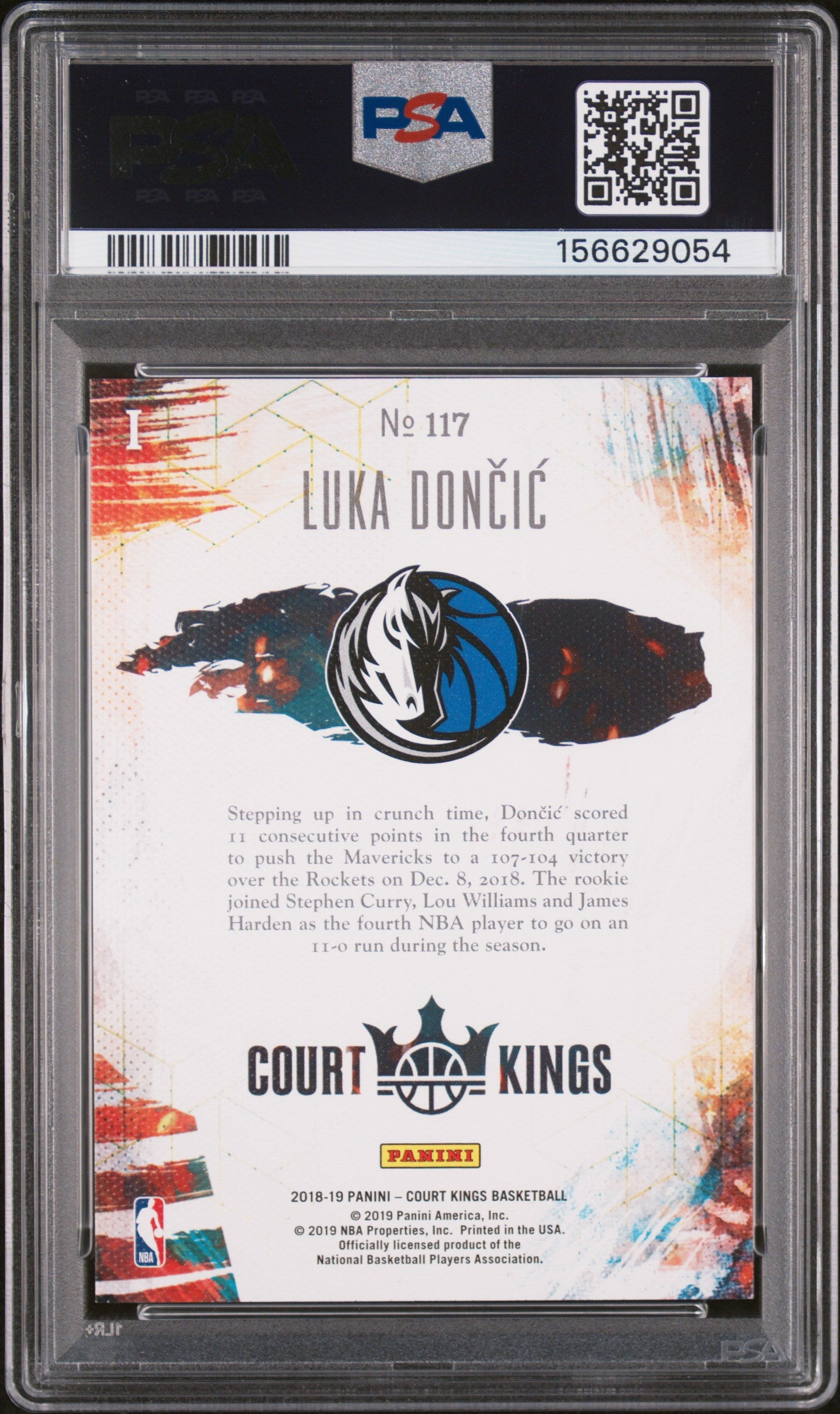 2018 Panini Court Kings Luka Doncic #117 RC PSA 9