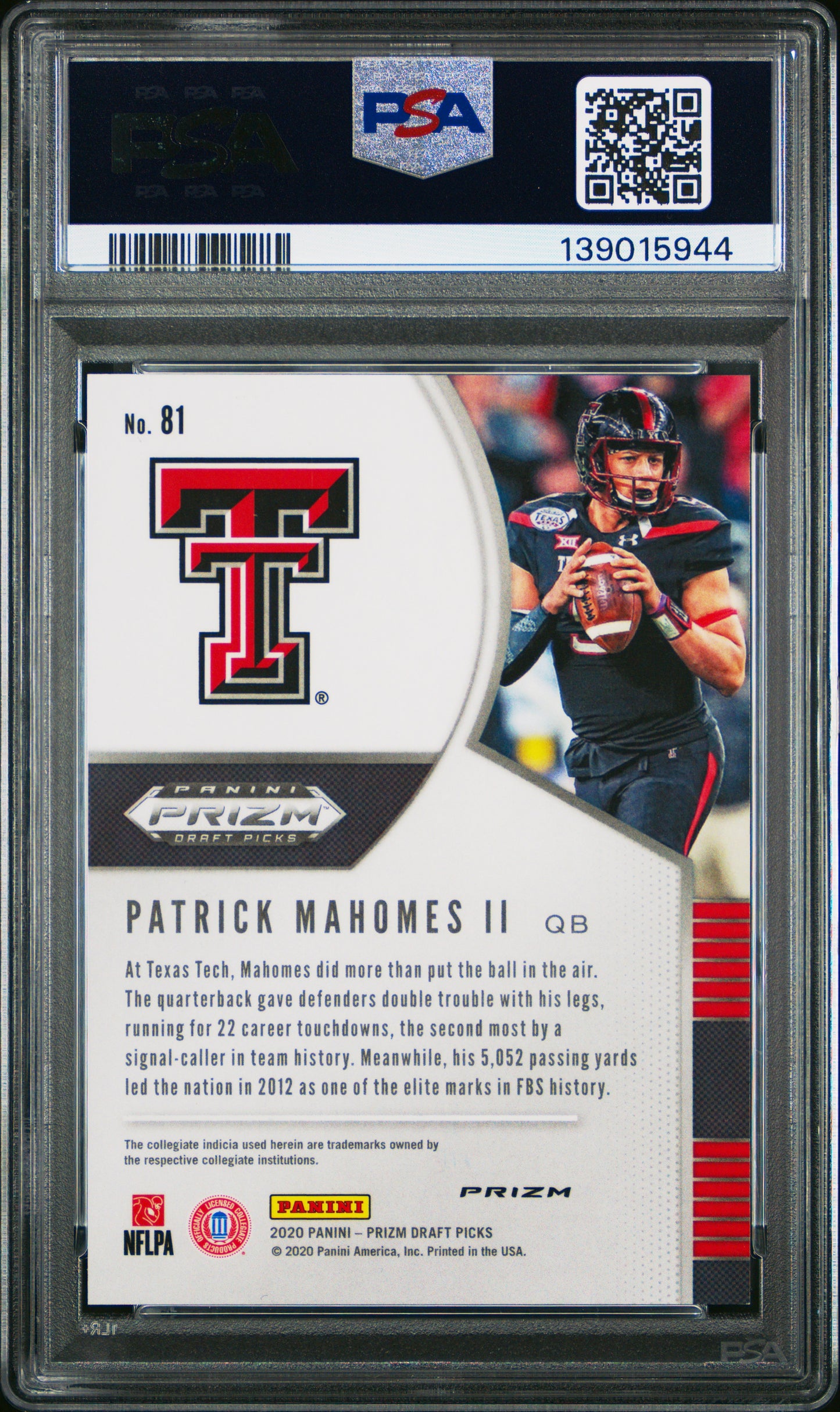 2020 Panini Prizm Draft Picks Patrick Mahomes II #81 White Sparkle PSA 9