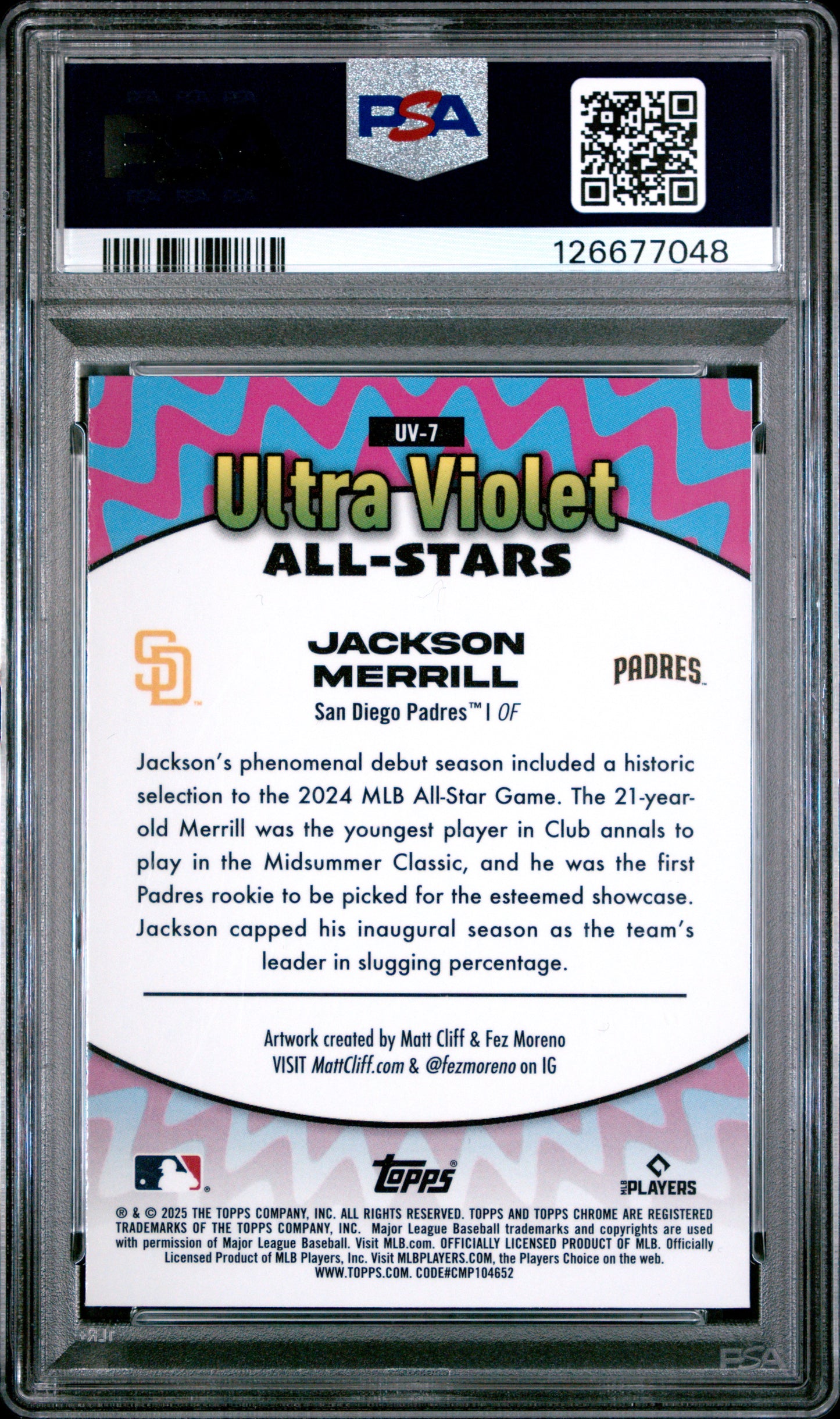 2025 Topps Chrome Ultra Violet All Stars Jackson Merrill #UV7 PSA 9
