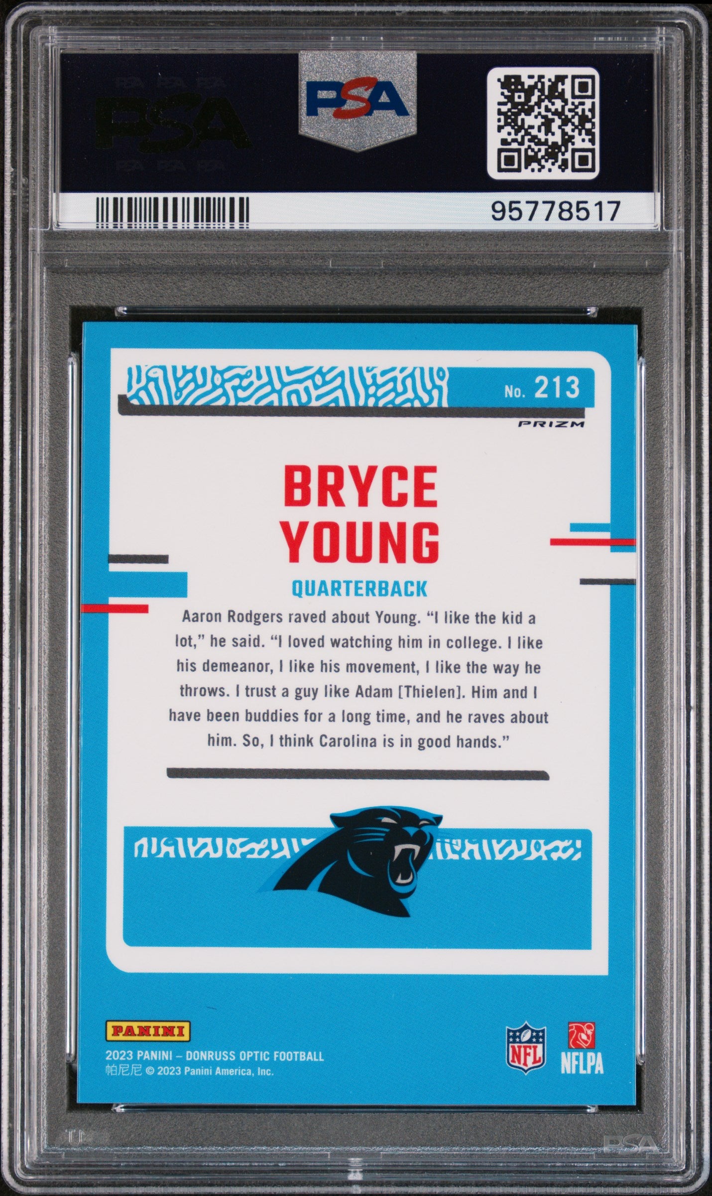 2023 Panini Donruss Optic Bryce Young #213 Holo PSA 9