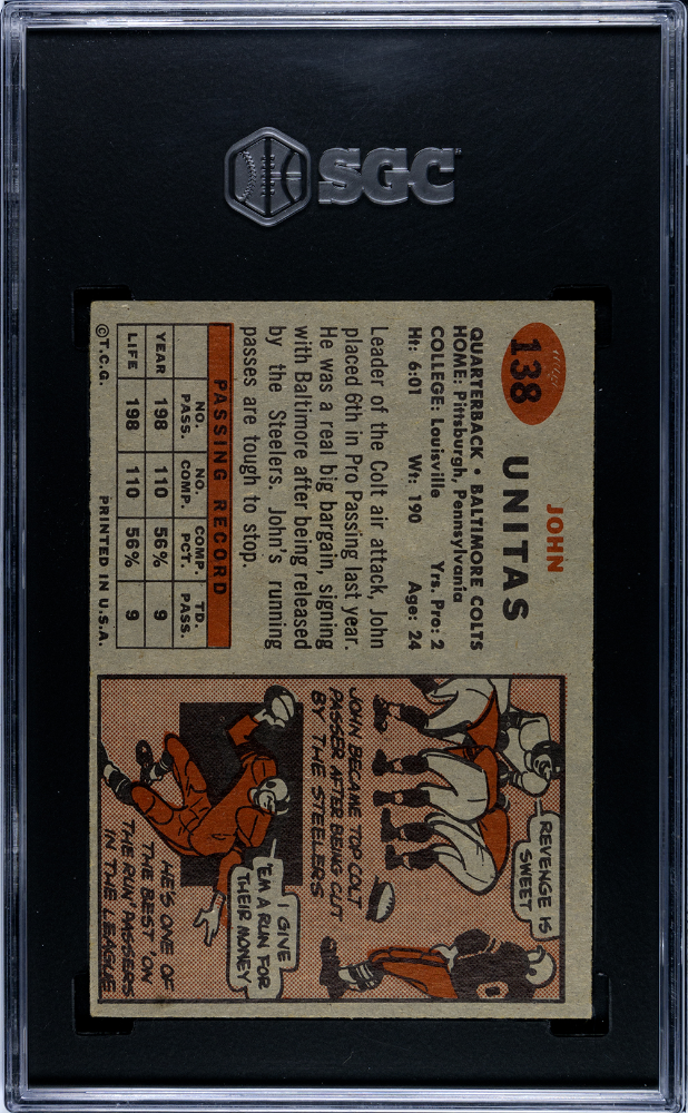 1957 Topps John Unitas #138 SGC 2.5