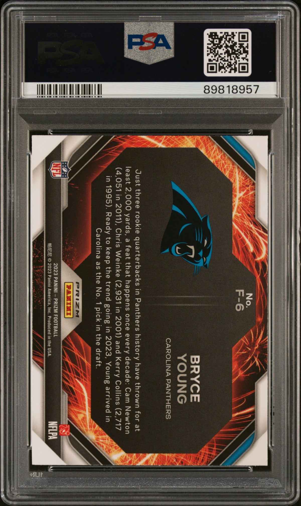 2023 Panini Prizm Fireworks Bryce Young #F6 No Huddle PSA 10