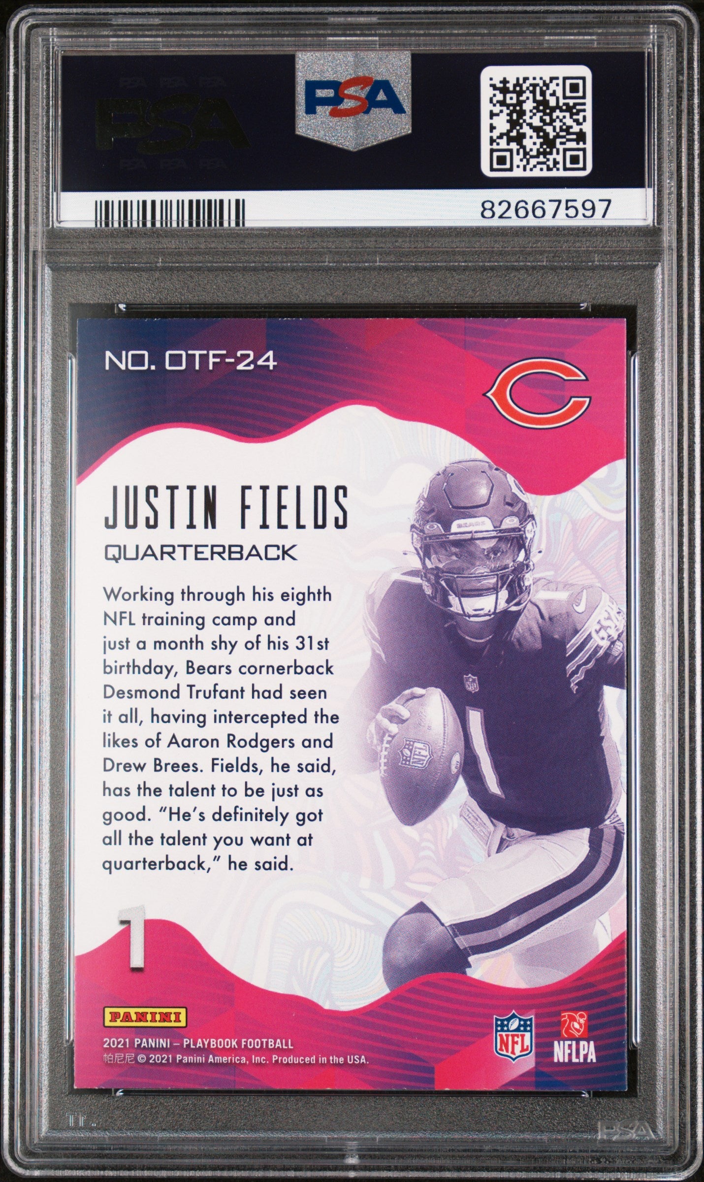 2021 Panini Playbook On The Fly Justin Fields #OTF24 PSA 9