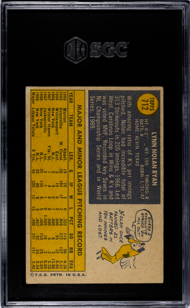 1970 Topps Nolan Ryan #712 SGC 5