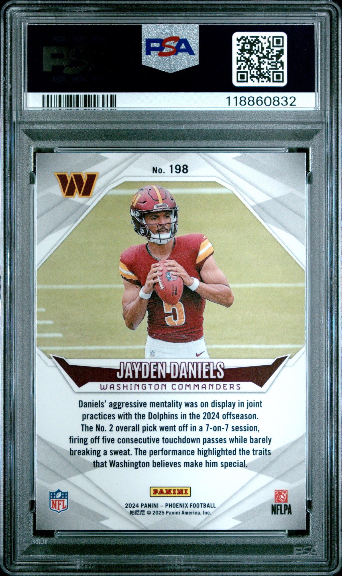 2024 Panini Phoenix Jayden Daniels #198 Lazer RC PSA 10