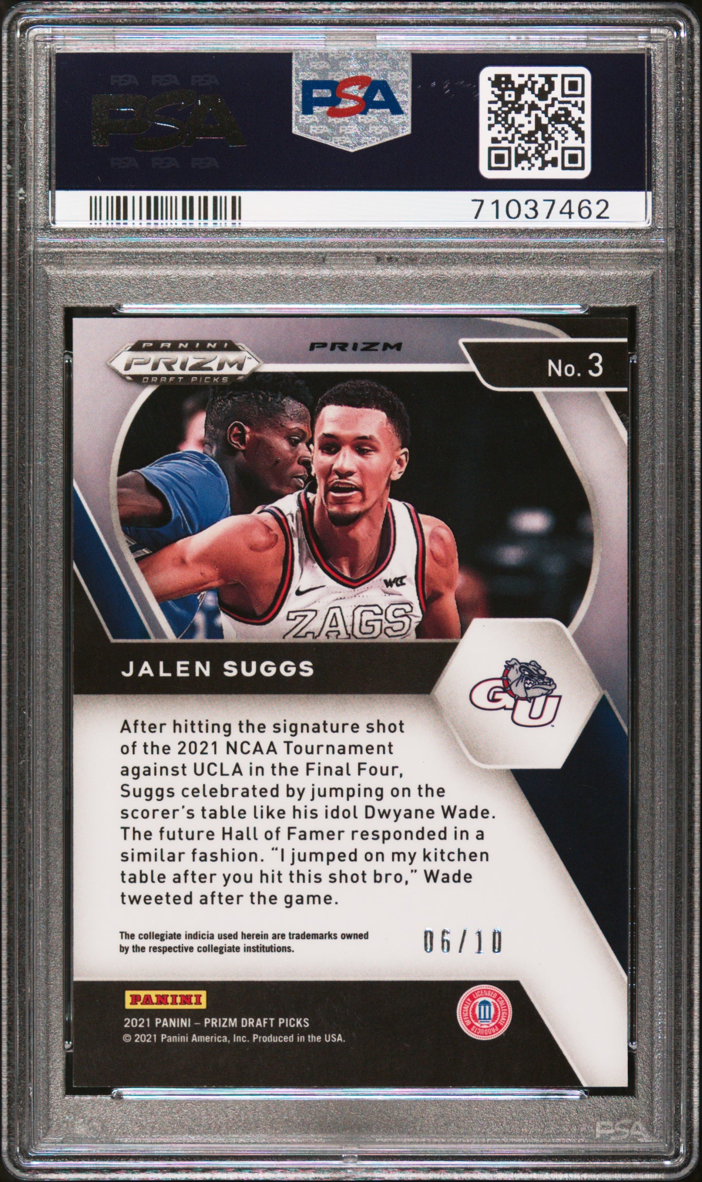 2021 Panini Prizm Draft Picks Jalen Suggs #3 Gold Shimmer 06/10 RC PSA 10