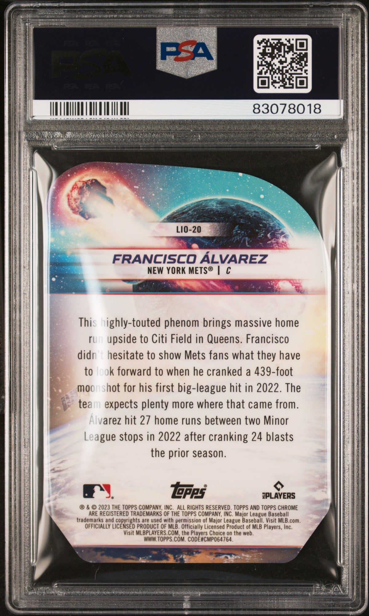 2023 Topps Cosmic Chrome Launched Into Orbit Francisco Alvarez #20 RC PSA 10