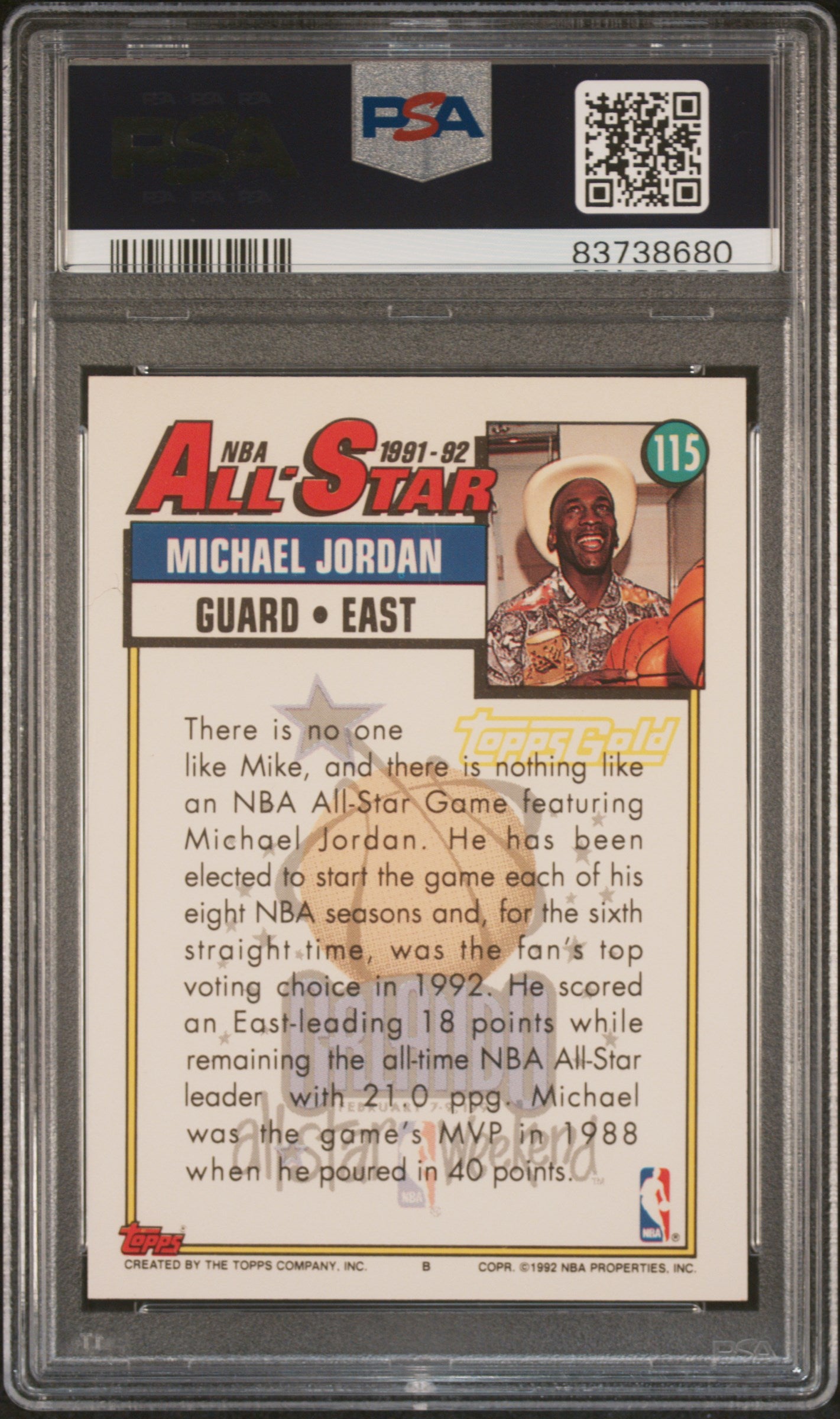 1992 Topps Gold Michael Jordan #115 PSA 9