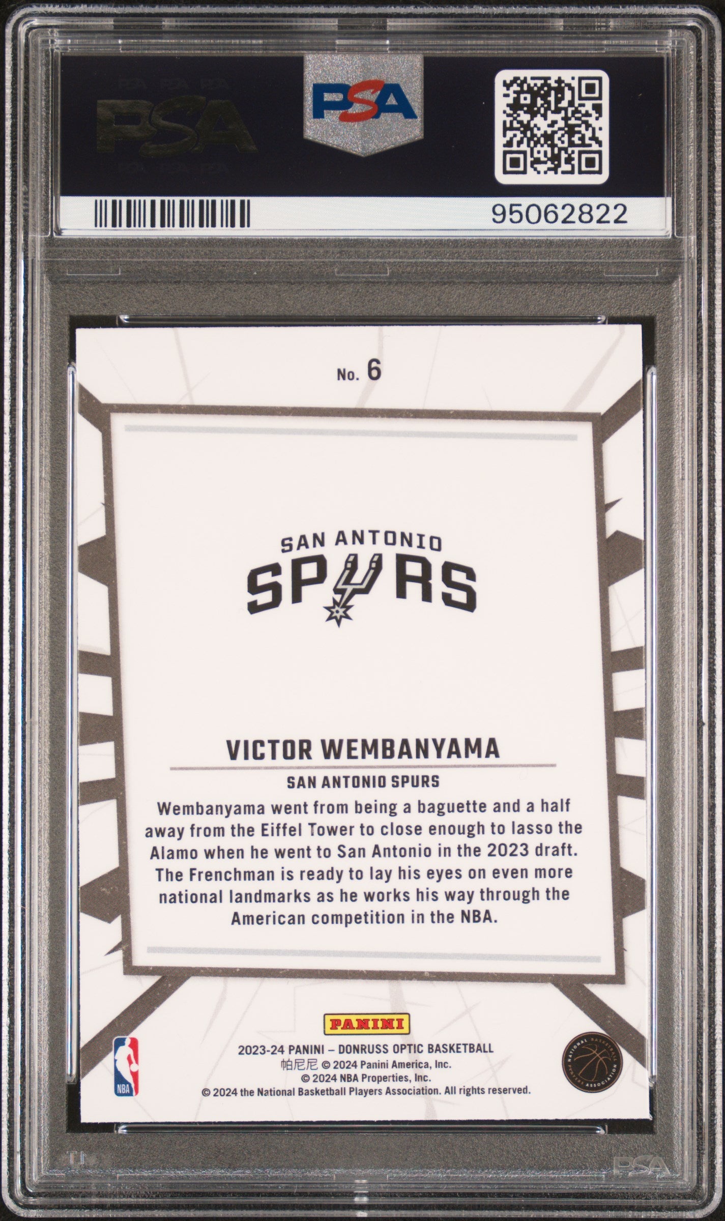 2023 Donruss Optic My House Victor Wembanyama #6 RC PSA 10
