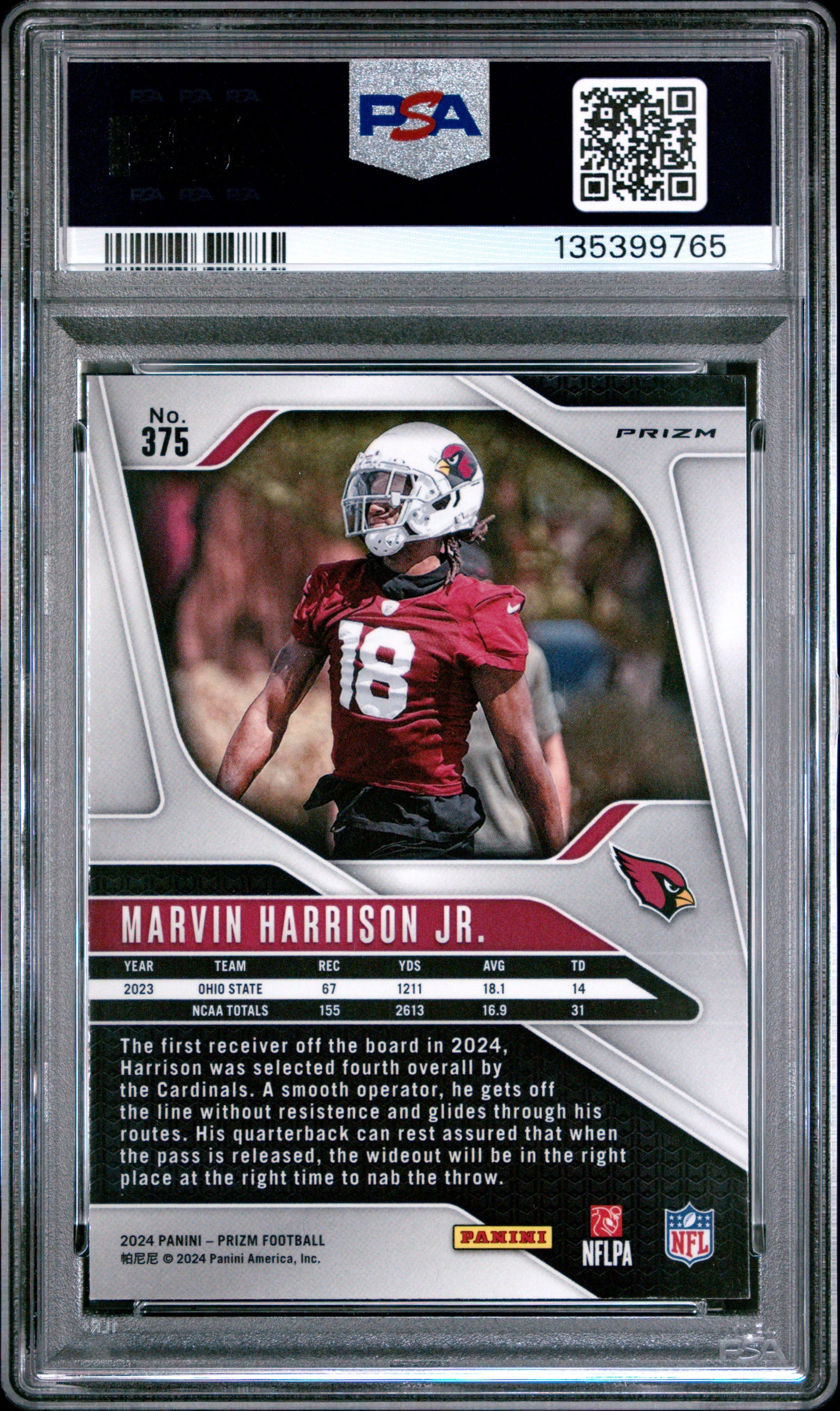2024 Panini Prizm Marvin Harrison Jr. #375 Silver RC PSA 10