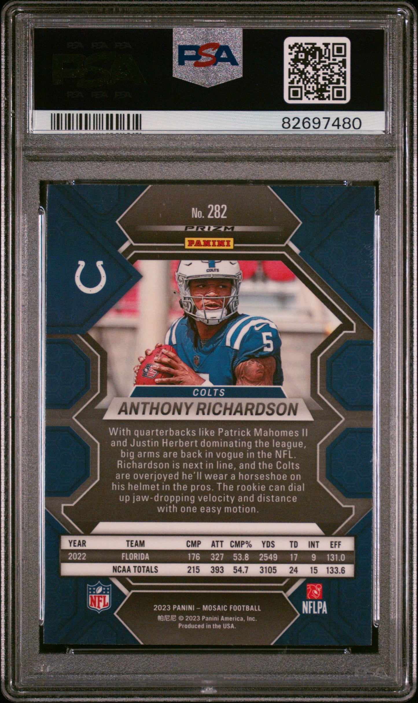 2023 Panini Mosaic Anthony Richardson #282 Reactive Yellow PSA 10