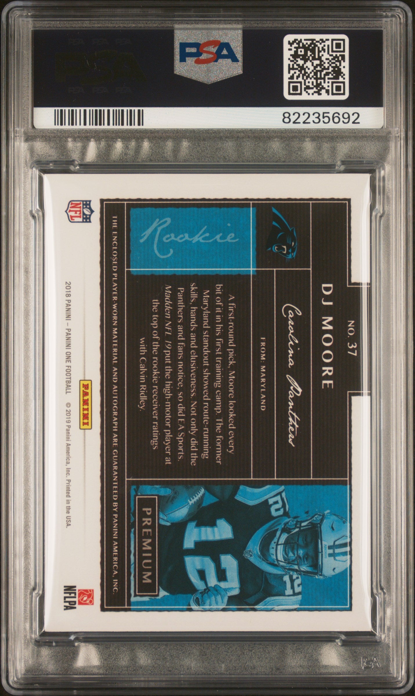 2018 Panini One Football DJ Moore #37 Patch Autograph Bronze RC 04/10 PSA 10