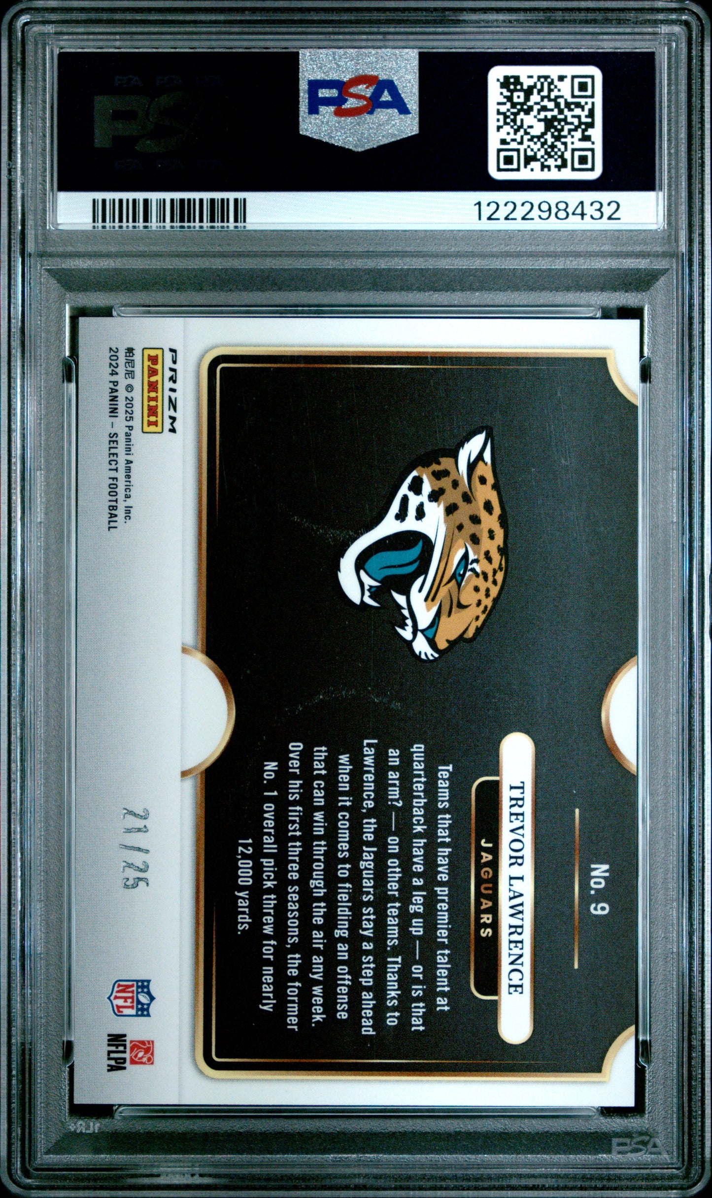 2024 Panini Select Snapshots Trevor Lawrence #9 Tie Dye Prizm 21/25 PSA 9