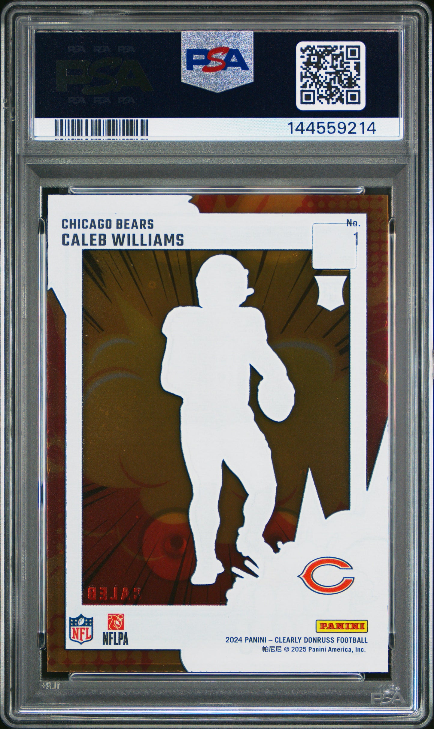 2024 Panini Clearly Donruss Bomb Squad Caleb Williams #1 RC PSA 9