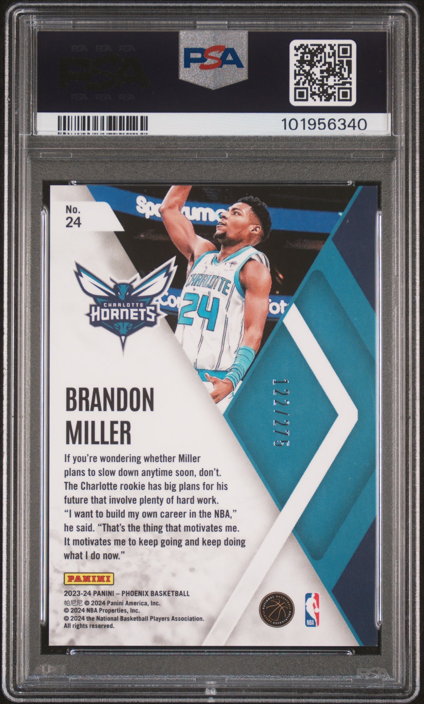 2023 Panini Phoenix Instant Phenom Brandon Miller #24 Blue Lazer PSA 10