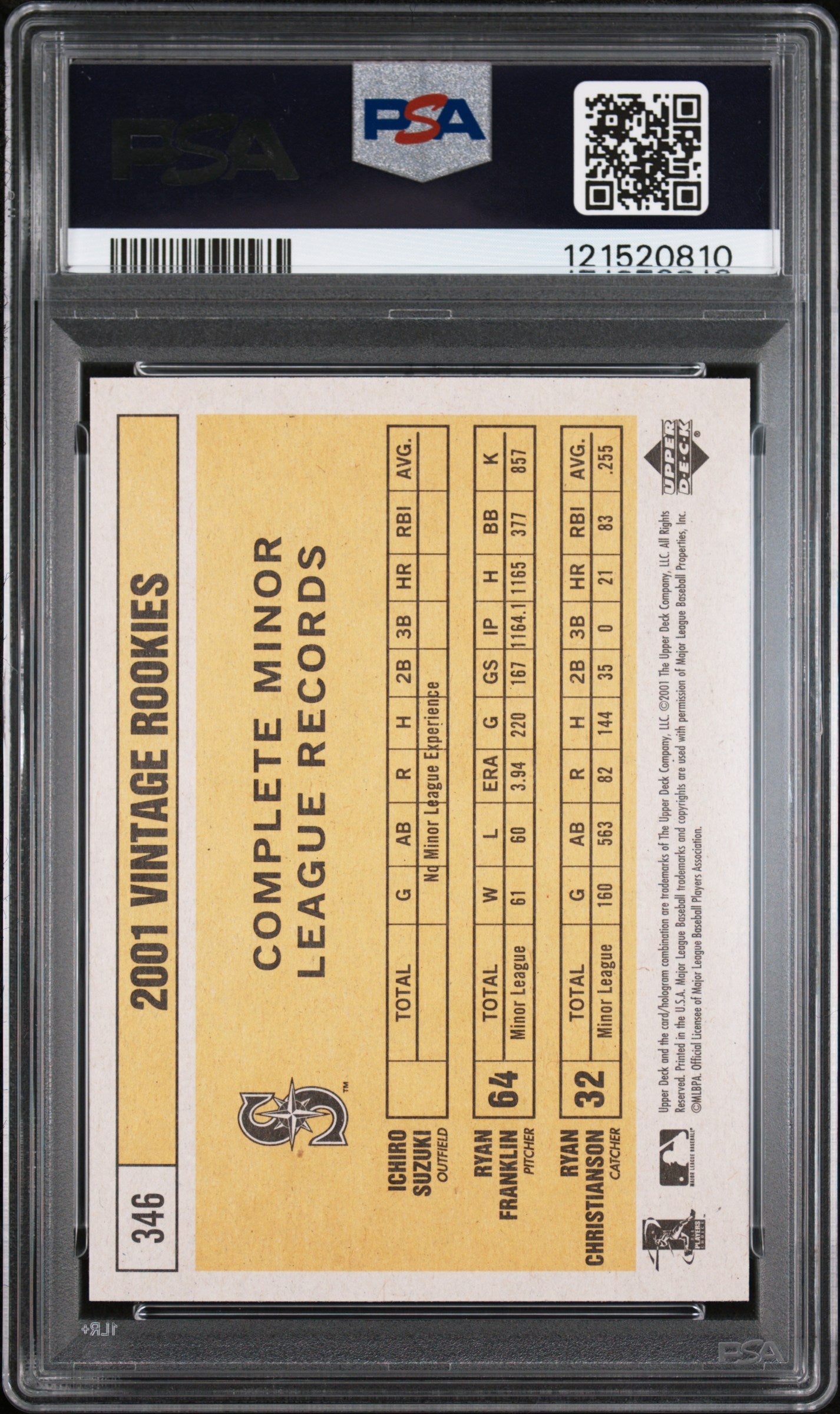 2001 Upper Deck Vintage I. Suzuki, R. Christianson R. Franklin #346 PSA 9