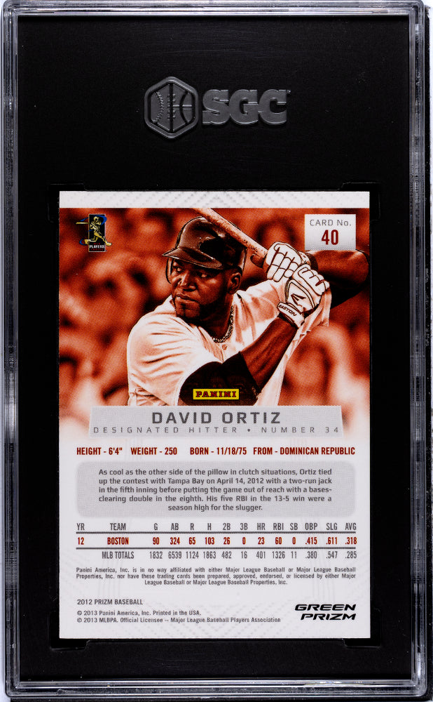 2012 Panini Prizm David Ortiz #40 Green SGC 10