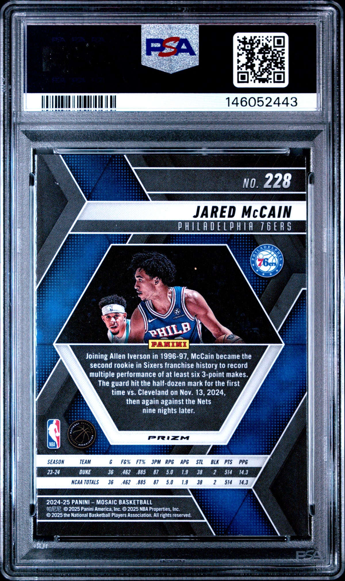 2024 Panini Mosaic Jared Mccain #228 Genesis RC PSA 10