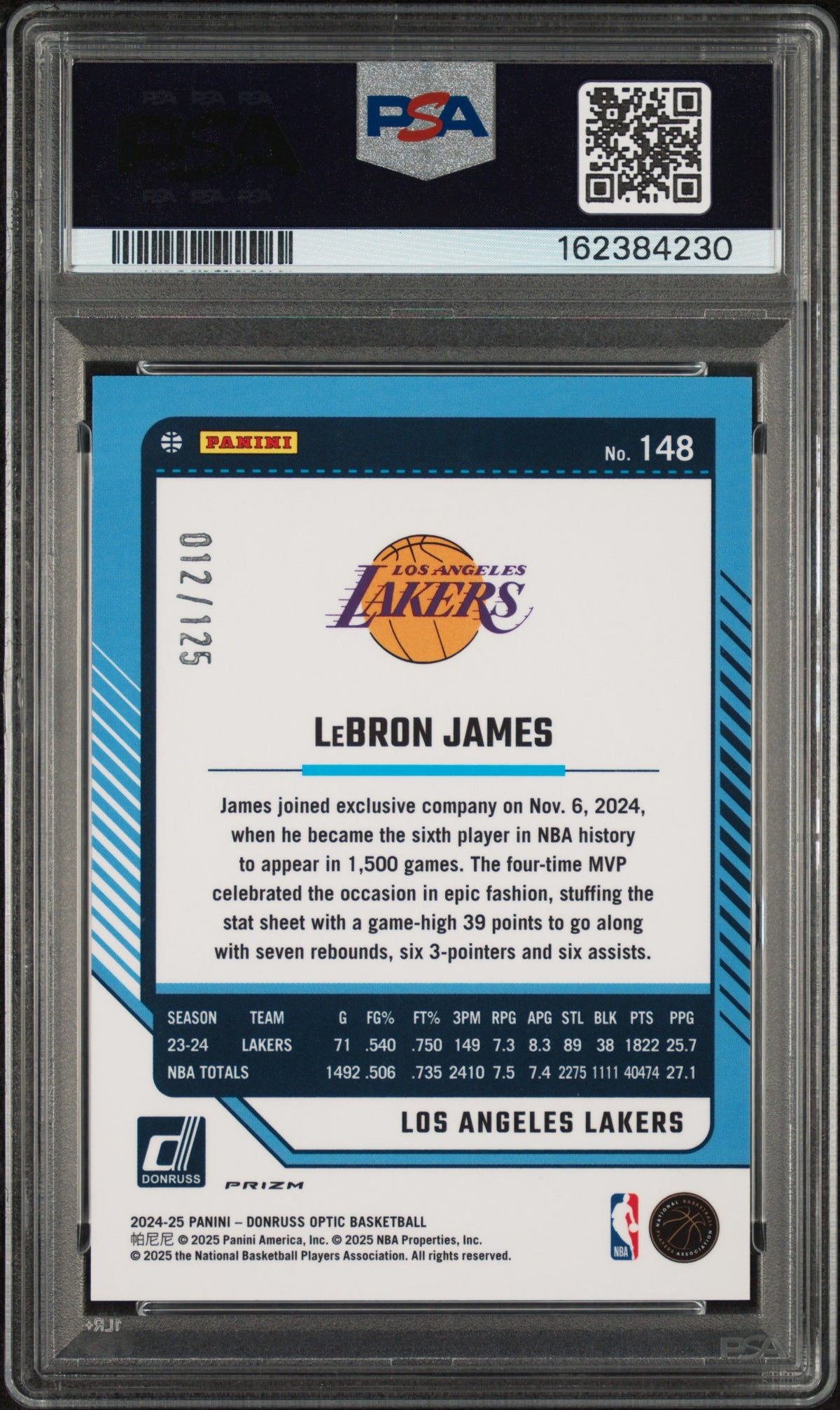 2024 Donruss Optic LeBron James #148 Bronze Velocity 012/125 PSA 9