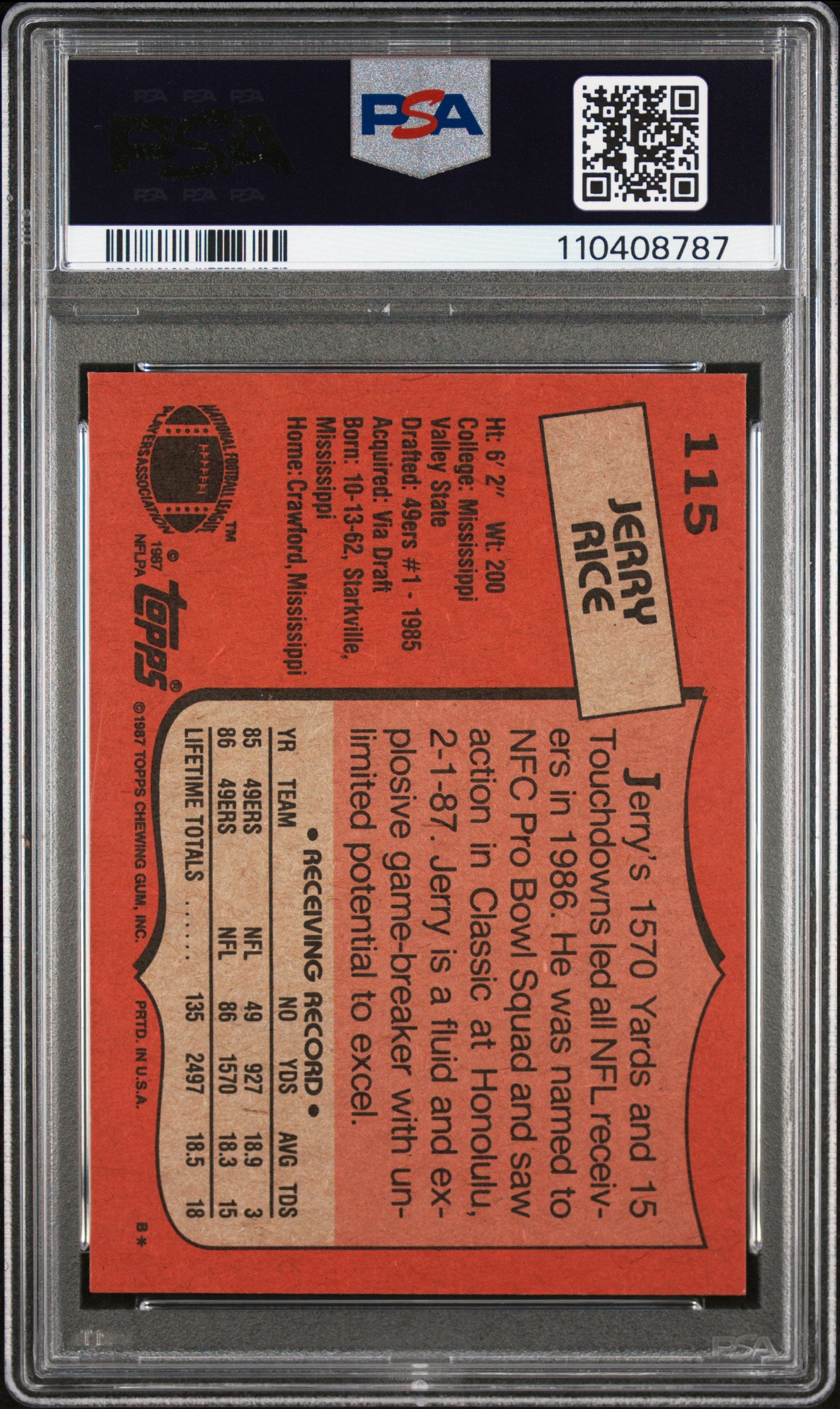 1987 Topps Jerry Rice #115 PSA 9