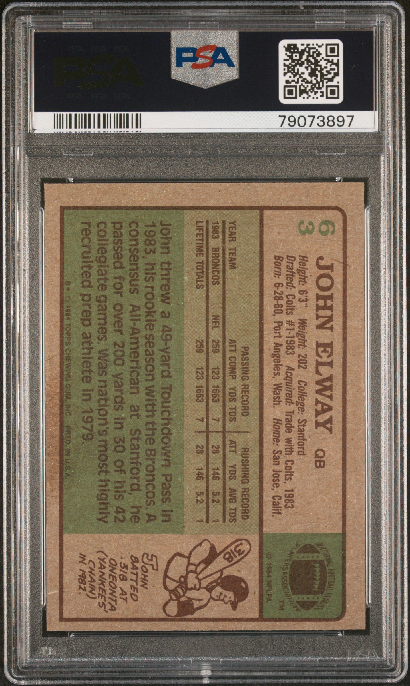 1984 Topps John Elway #63 PSA 6
