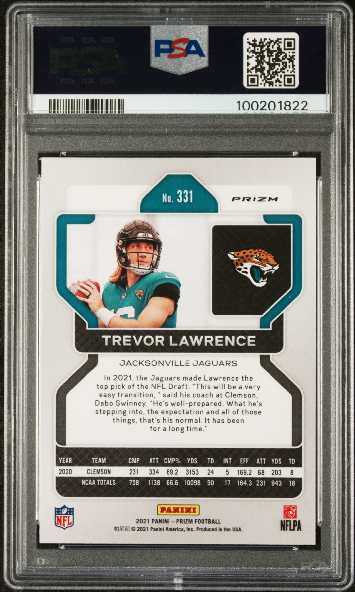 2021 Panini Prizm Trevor Lawrence #331 Red Ice PSA 10
