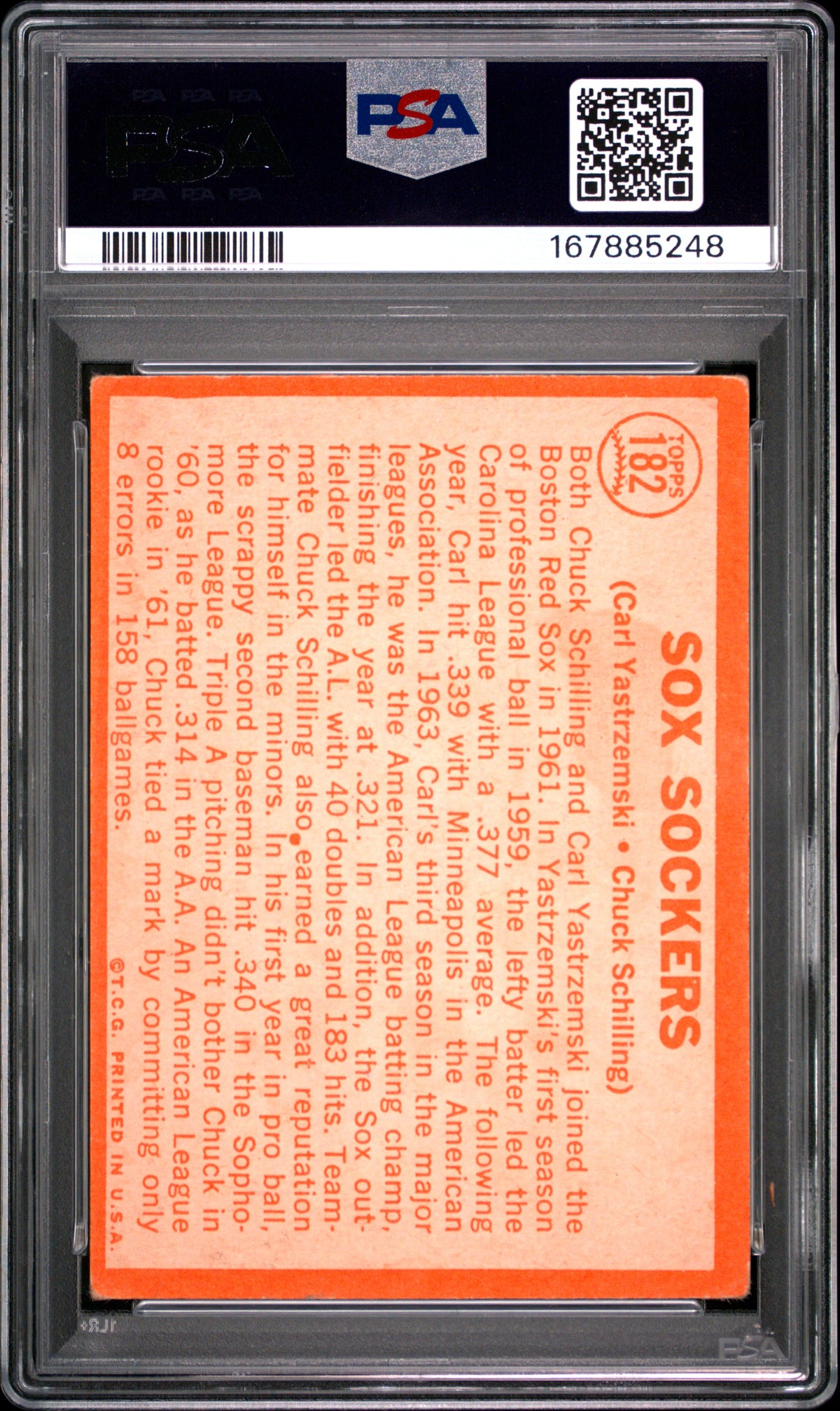 1964 Topps Sox Sockers #182 Yastrzemski Schilling PSA 3