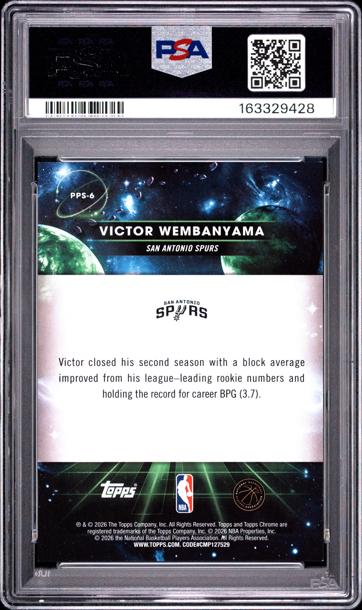 2025 Topps Cosmic Chrome Planetary Pursuit Victor Wembanyama #6 Sun PSA 9