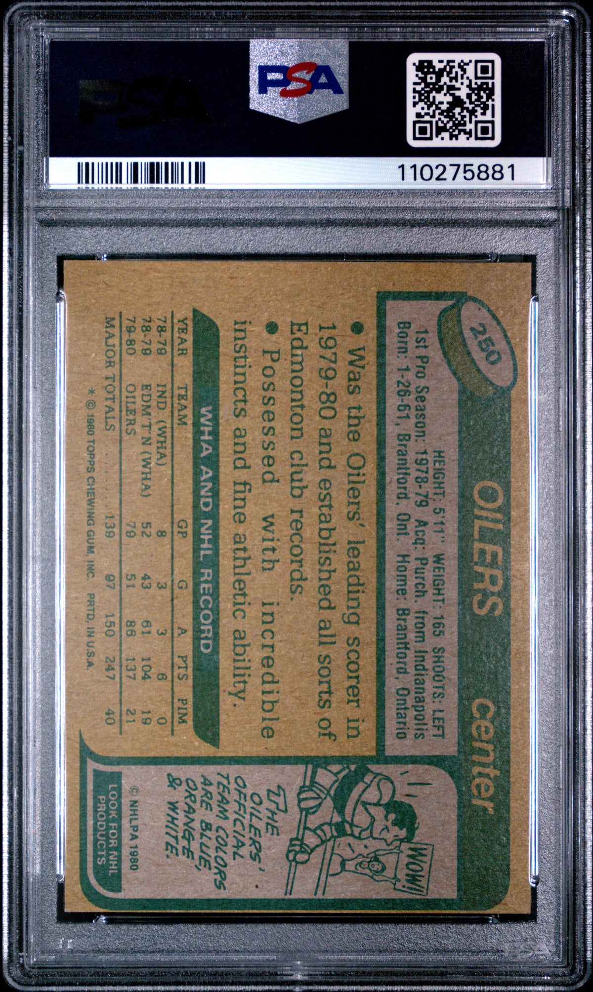 1980 Topps Wayne Gretzky #250 PSA 8
