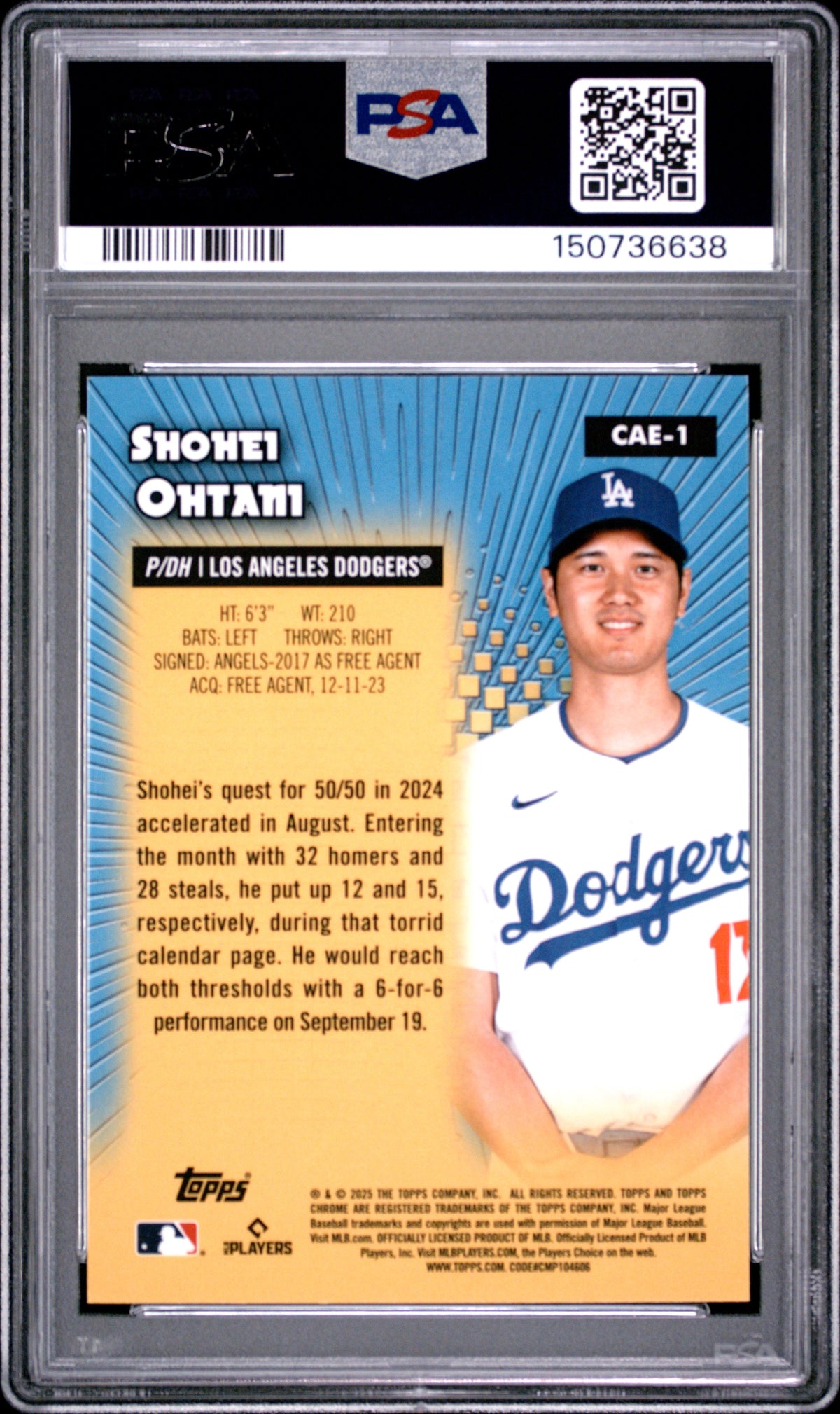 2025 Topps Chrome All-Etch Shohei Ohtani #CAE1 Logofractor Green 58/99 PSA 9