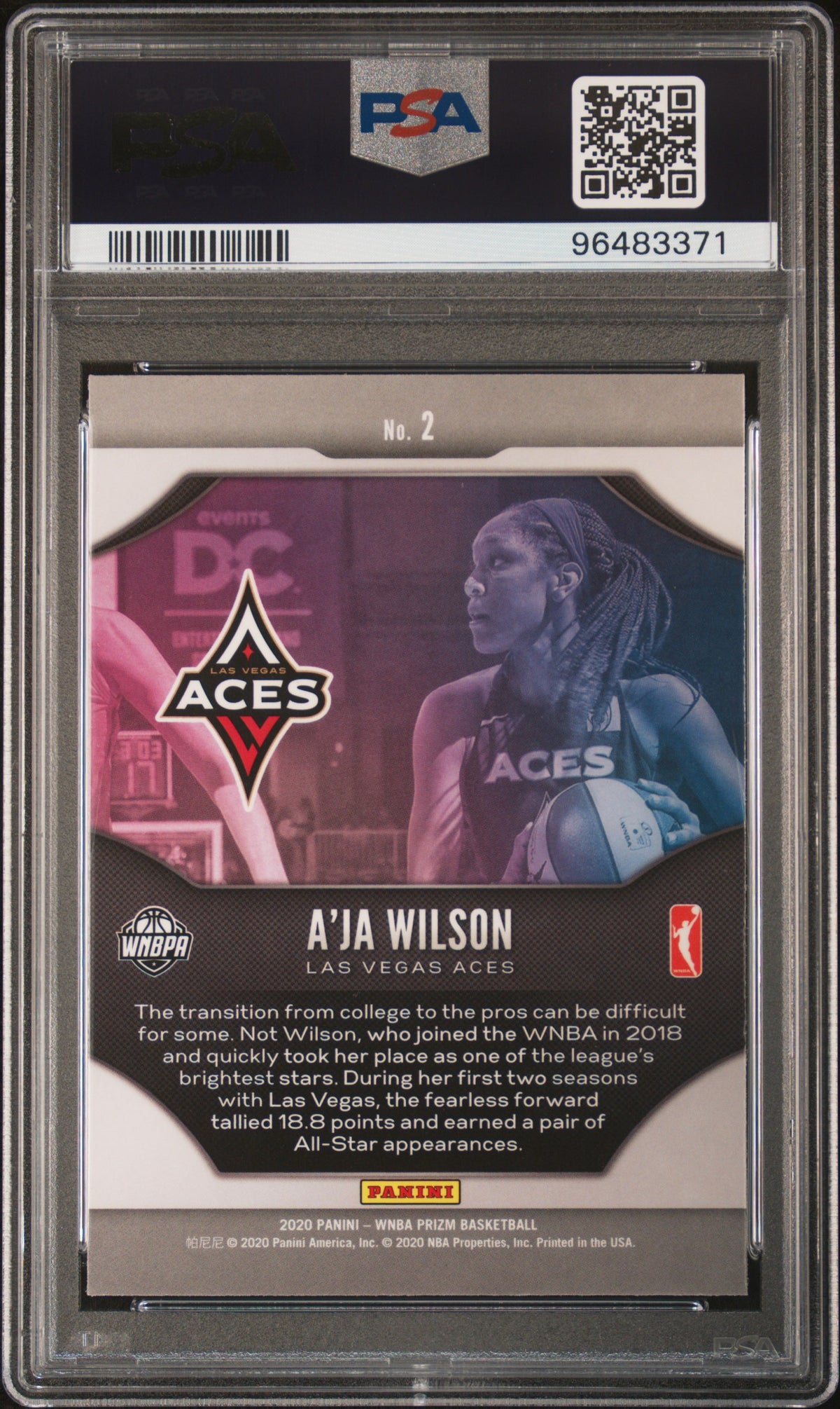 2020 Panini Prizm WNBA Fireworks A'ja Wilson #2 PSA 10