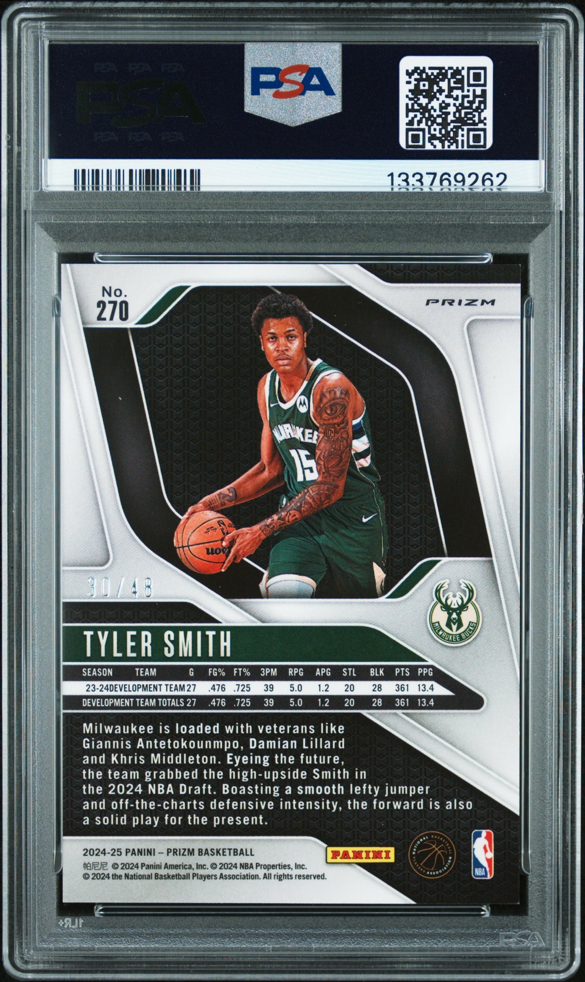 2024 Panini Prizm Tyler Smith #270 Jade Dragon Scale 30/48 PSA 9 ...