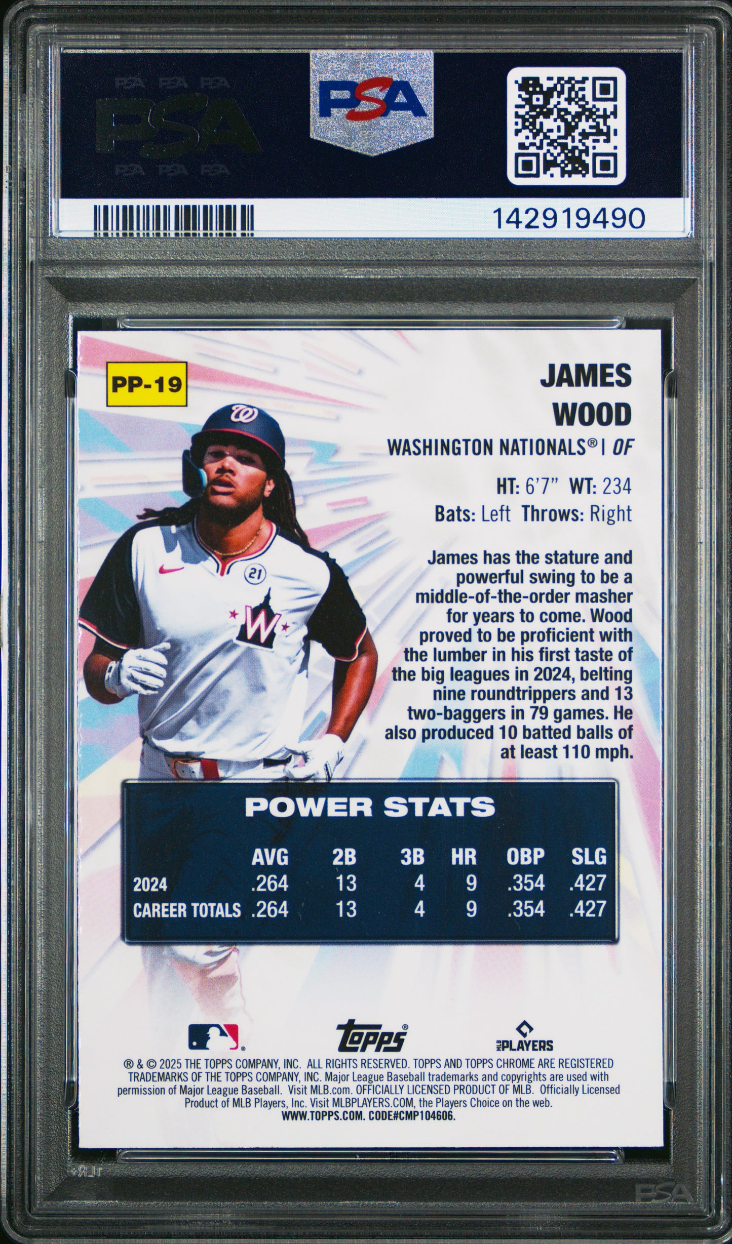 2025 Topps Chrome Power Players James Wood #PP19 PSA 10