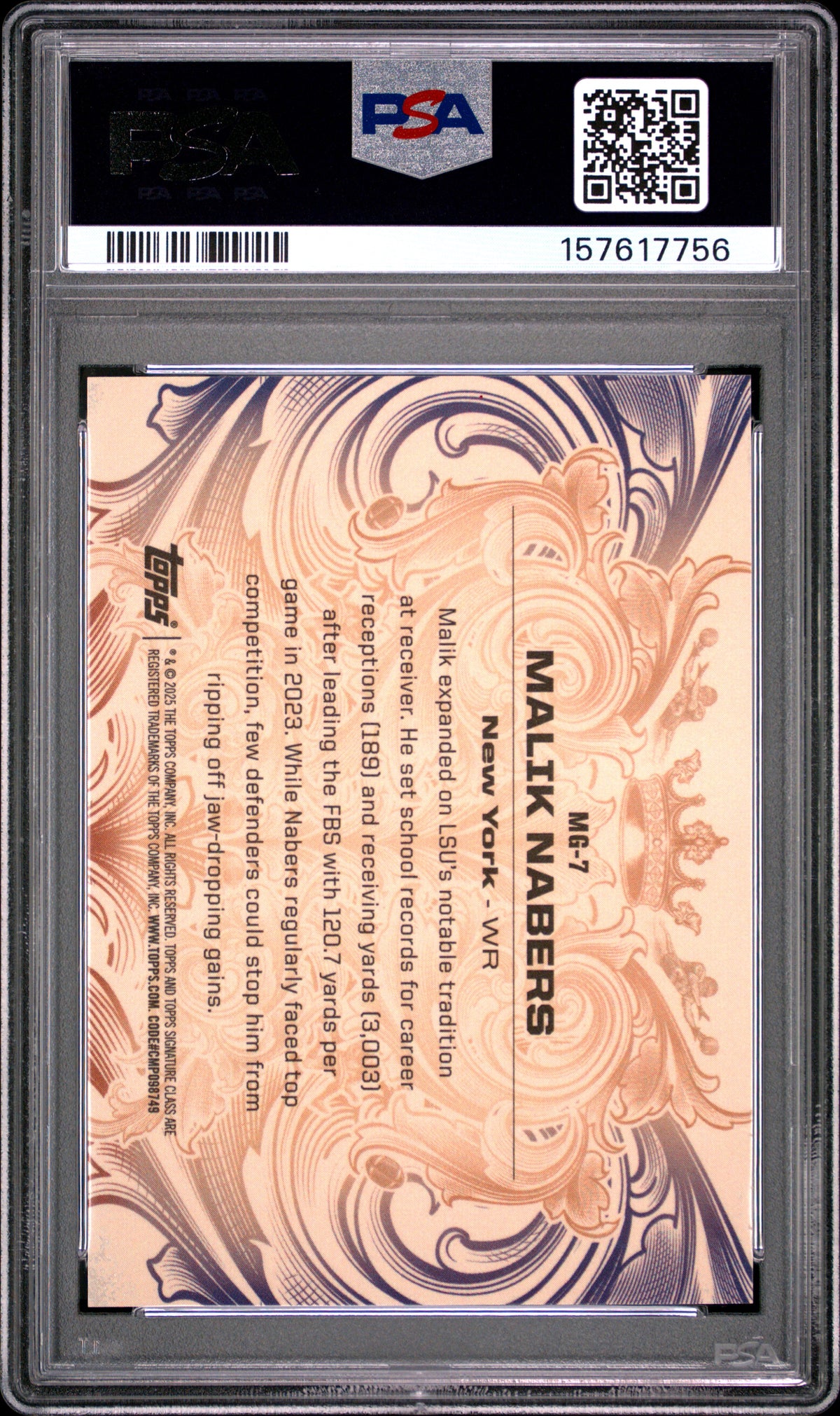 2024 Topps Signature Class Monarchs Of The Game Malik Nabers #MG7 PSA 9