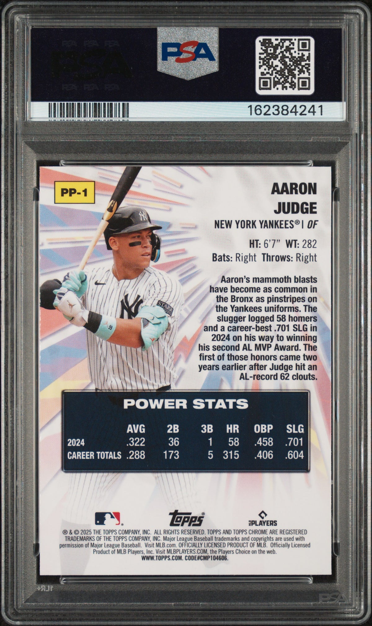 2025 Topps Chrome Power Players Aaron Judge #PP1 PSA 10