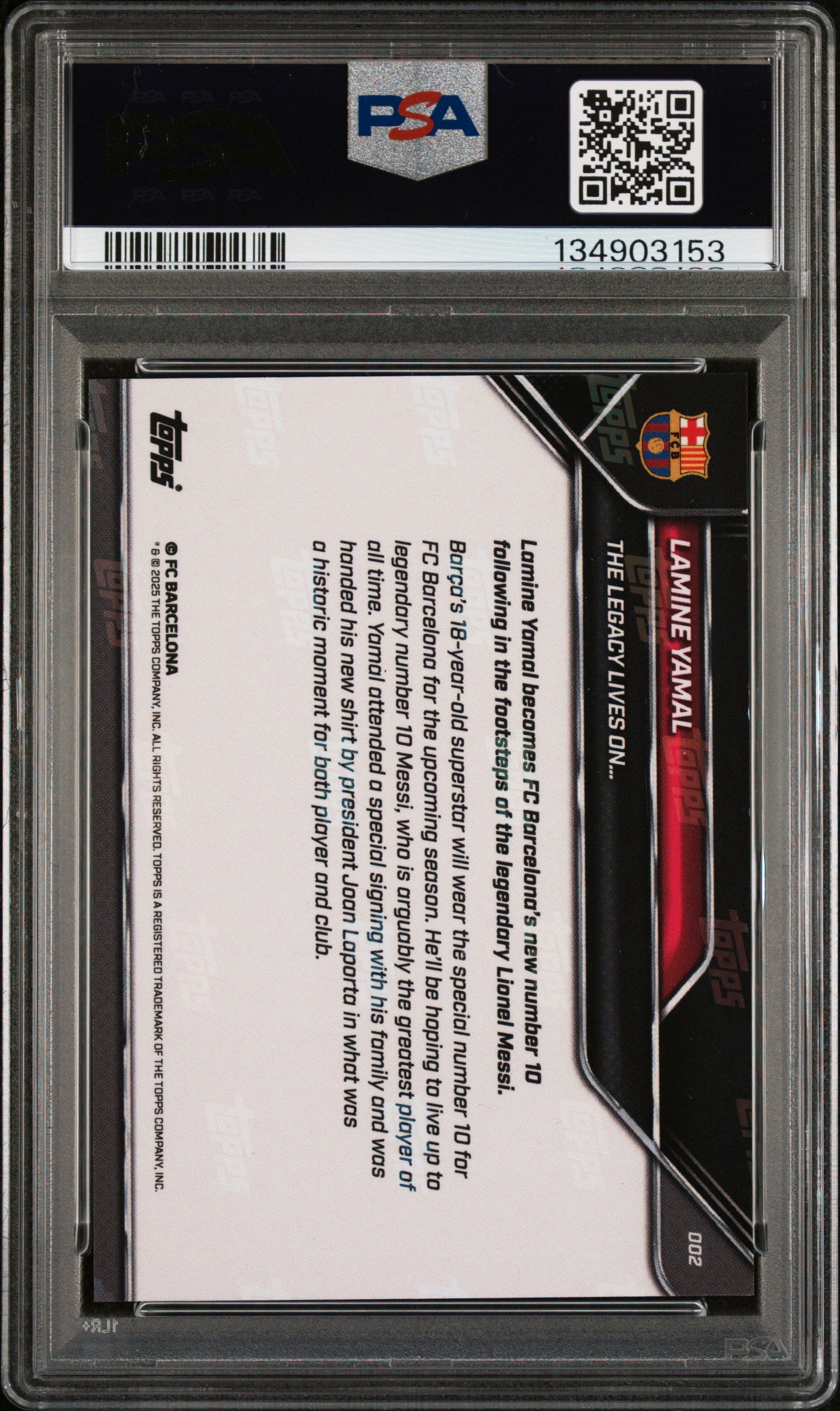 2025 Topps Now FC Barcelona Lamine Yamal #2 PSA 10