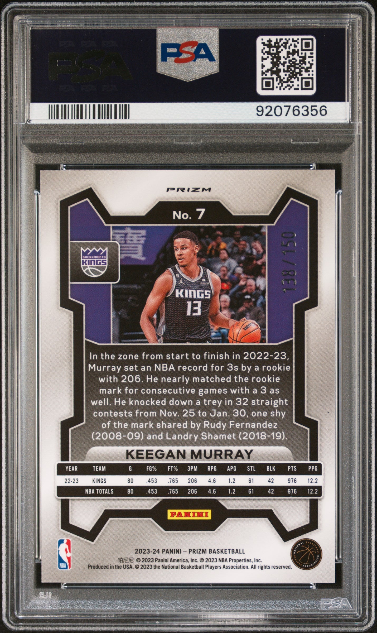 2023 Panini Prizm Keegan Murray #7 Blue Fast Break PSA 10