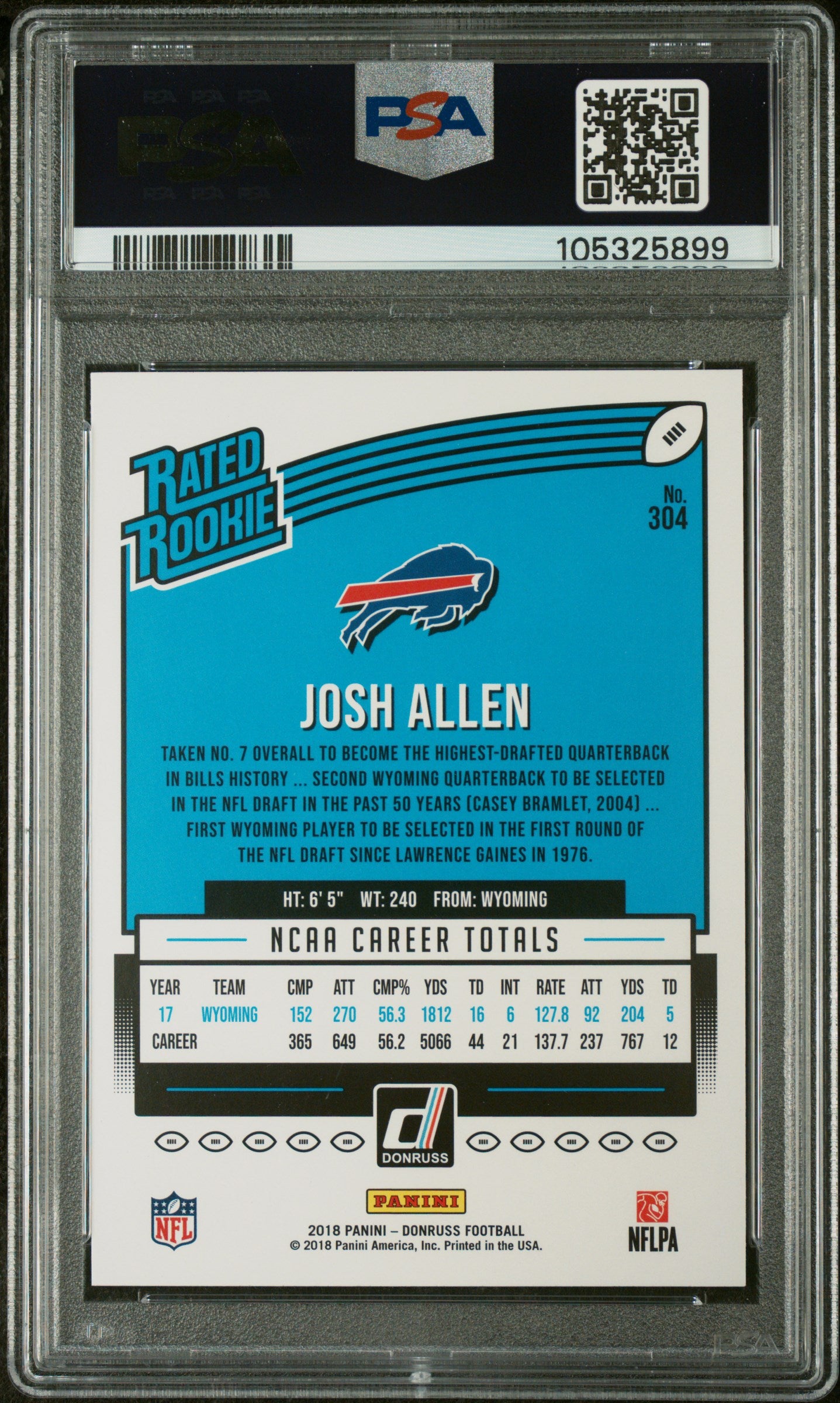 2018 Panini Donruss Josh Allen #304 PSA 10