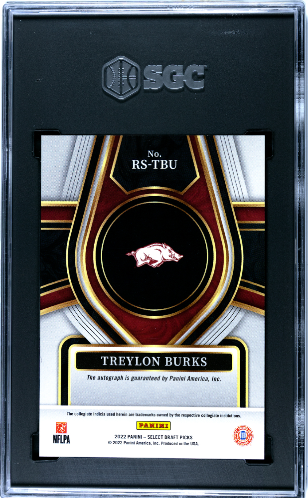2022 Panini Select Draft Picks Treylon Burks #RS-TBU Rookie Sigs SGC 9.5 Auto 10