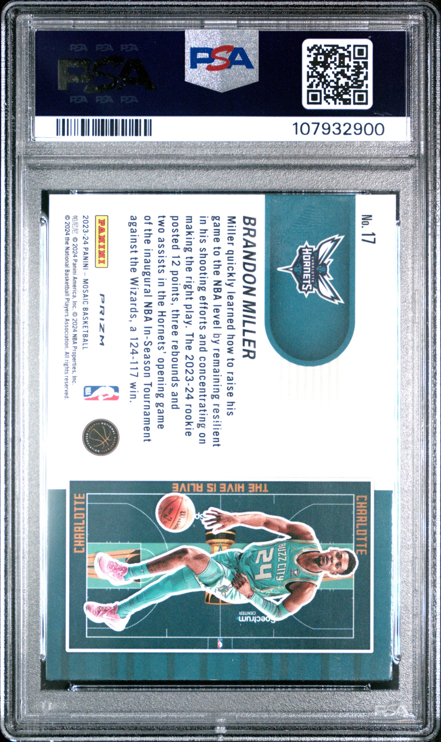 2023 Panini Mosaic NBA In-Season Tournament Brandon Miller #17 PSA 10