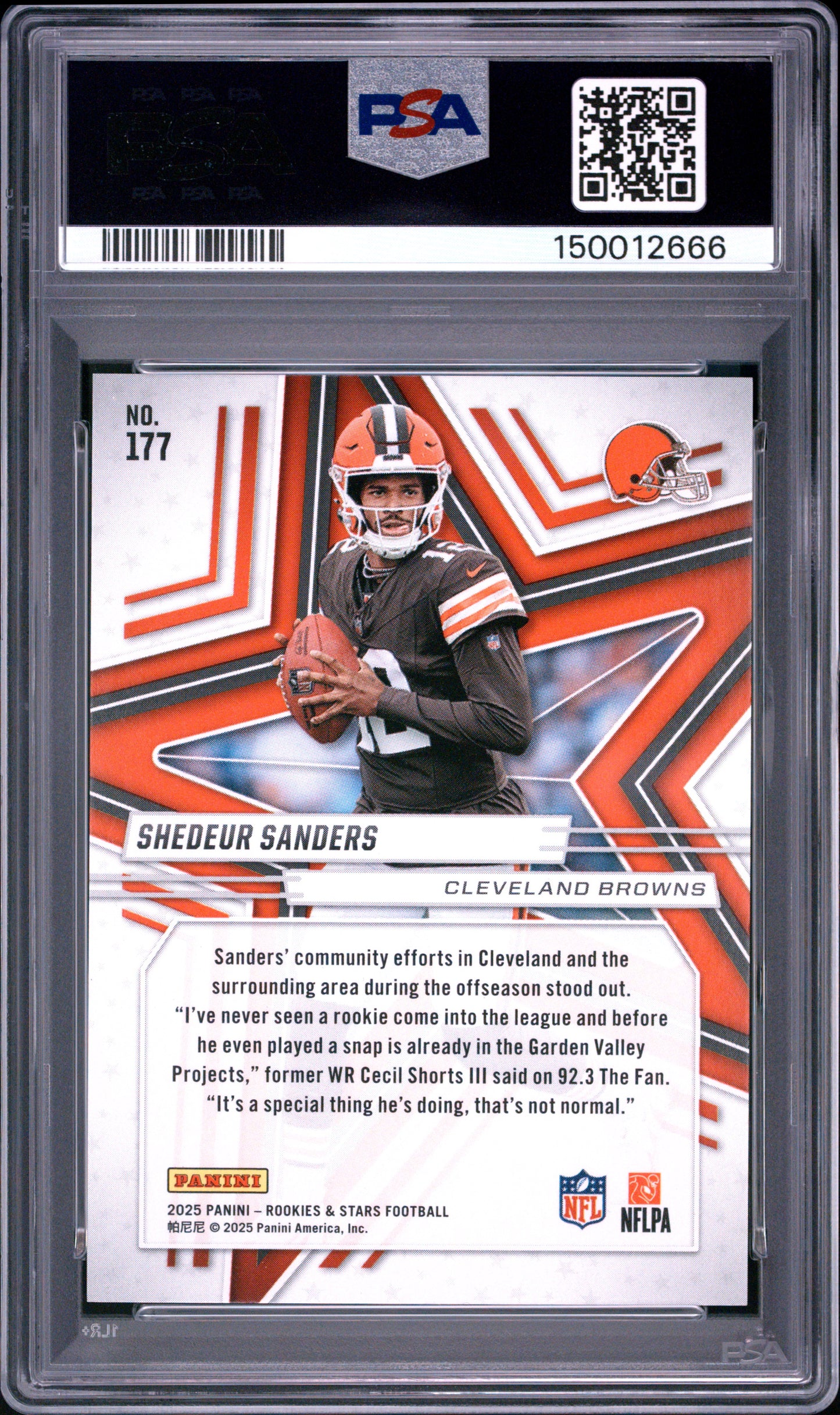 2025 Panini Rookies & Stars Shedeur Sanders #177 Red And Blue PSA 10