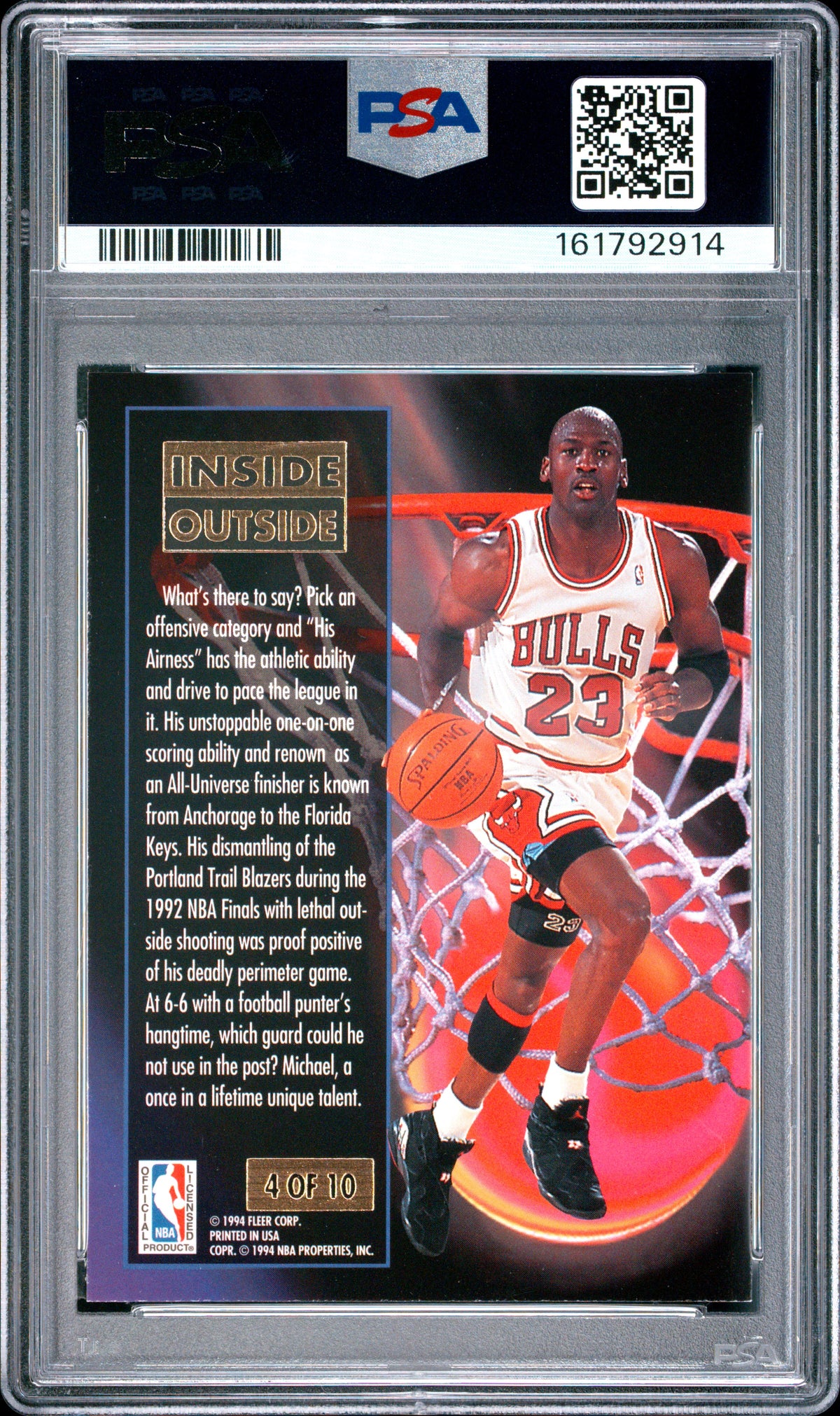 1993 Fleer Ultra Inside/Outside Michael Jordan #4 PSA 8
