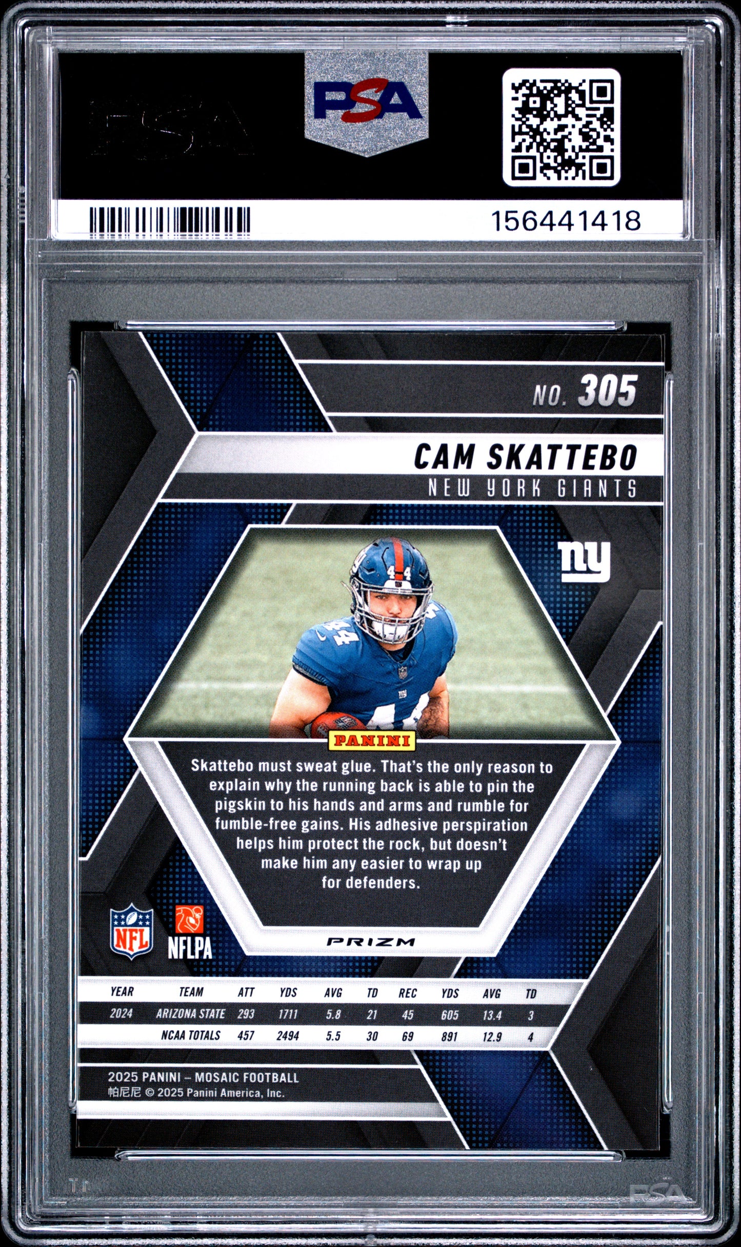 2025 Panini Mosaic Cam Skattebo #305 PSA 10
