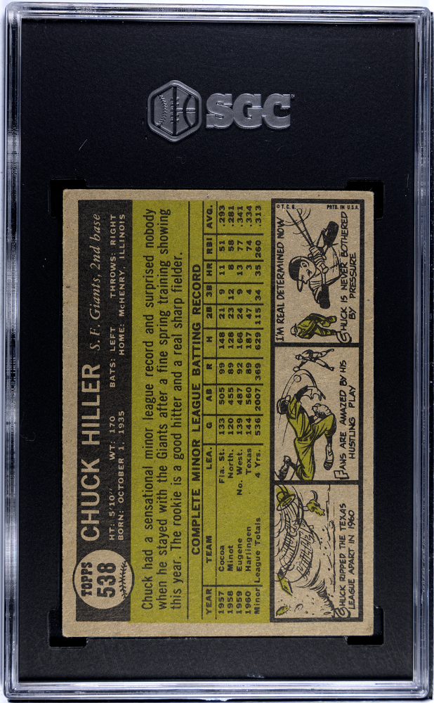 1961 Topps Chuck Hiller #538 SGC 5