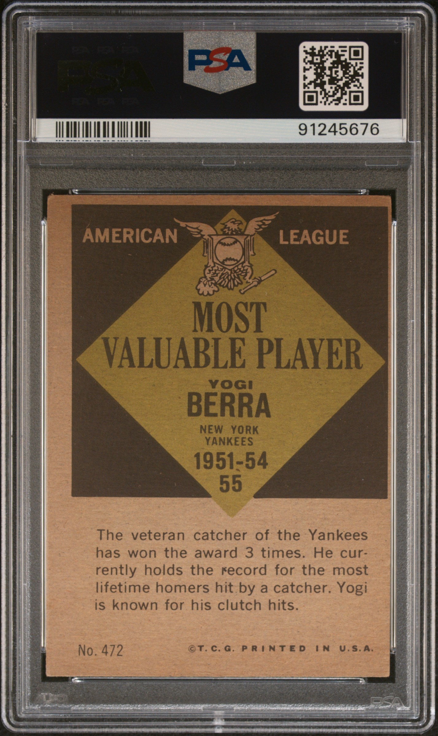 1961 Topps Yogi Berra #472 MVP PSA 5