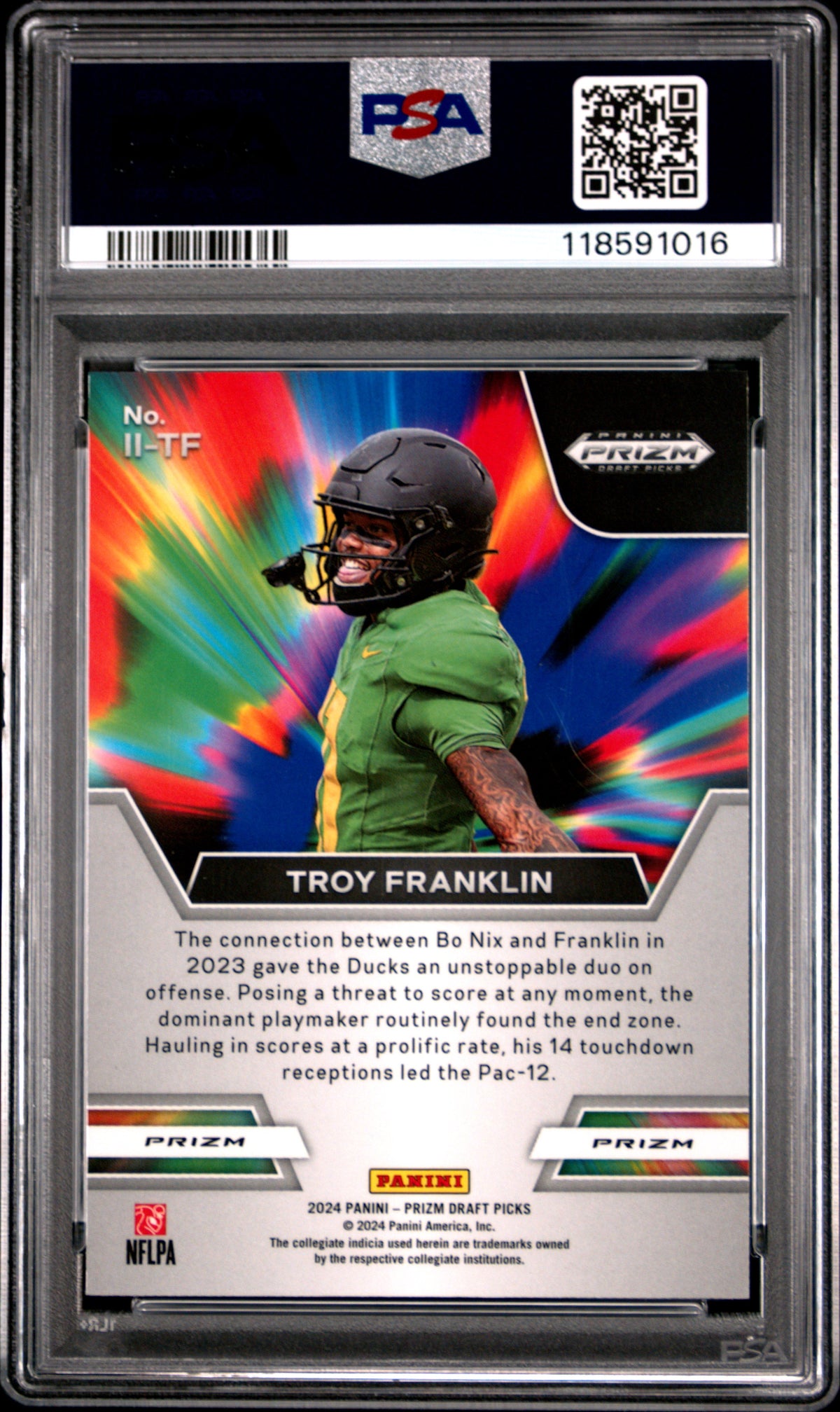 2024 Panini Prizm Draft Picks Instant Impact Troy Franklin #IITF Green PSA 10