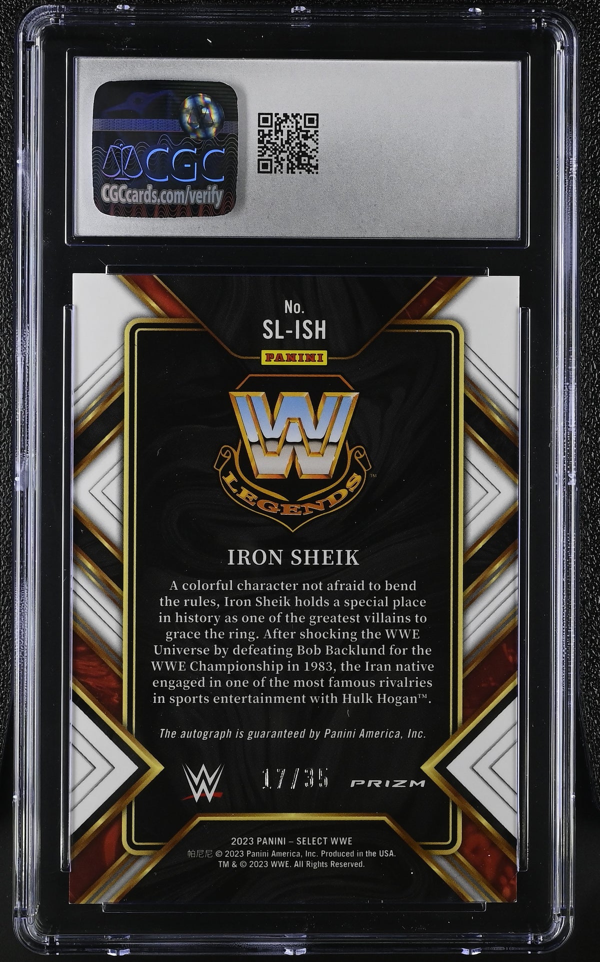2023 Panini Select Iron Sheik #ISH Blue 17/35 Signature Selection CGC 10 Auto 10
