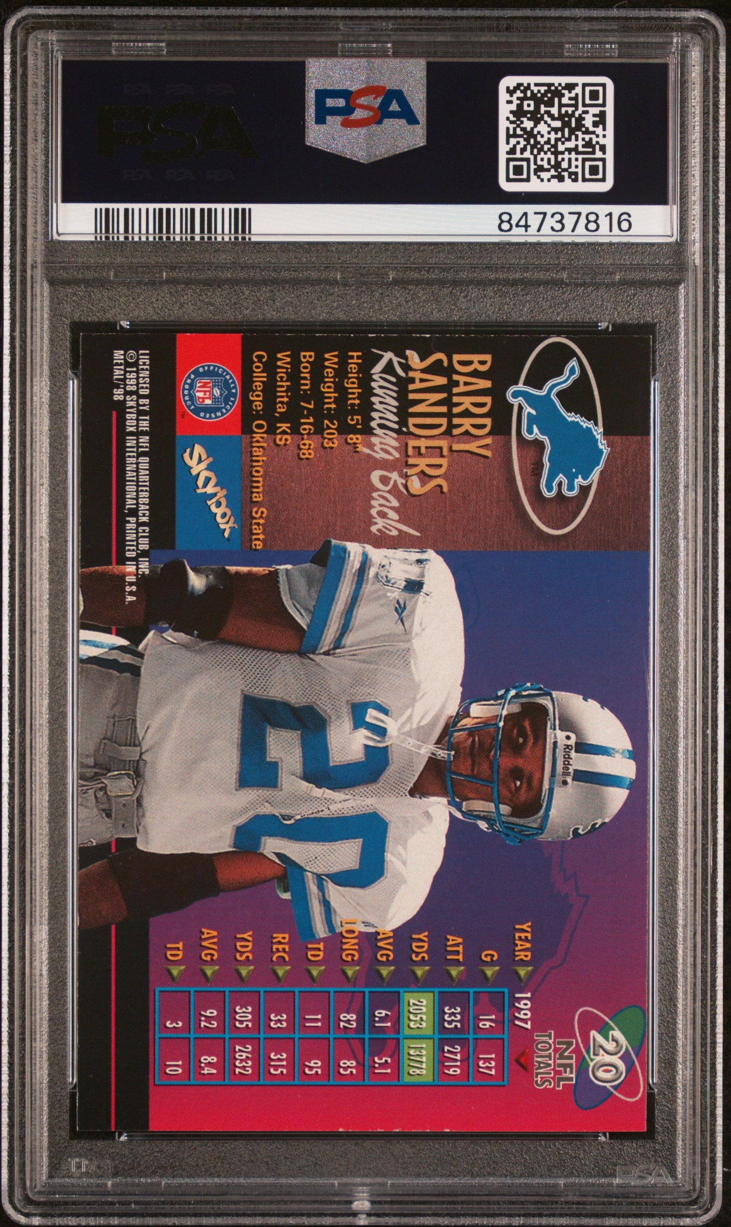 1998 Metal Universe Barry Sanders #20 PSA 7