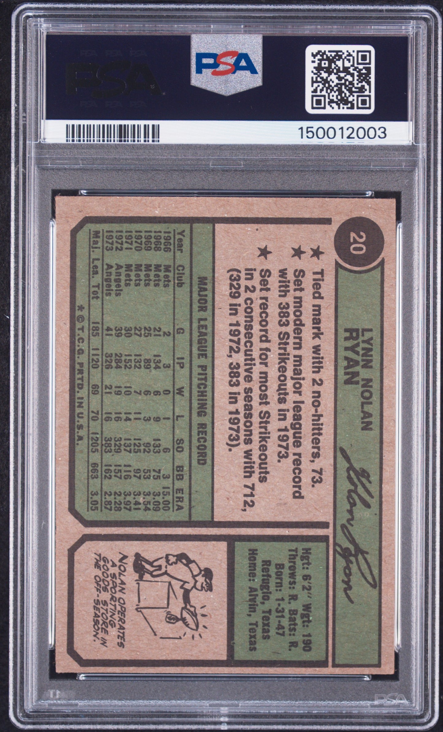 1974 Topps Nolan Ryan #20 PSA 5