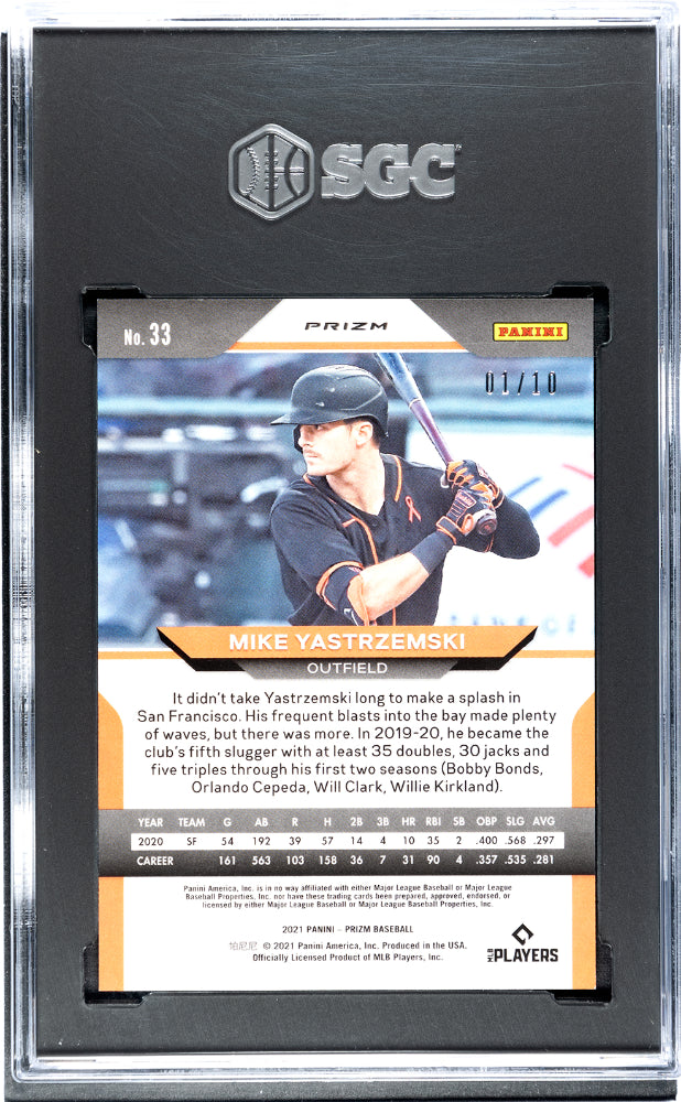 2021 Panini Prizm Mike Yastrzemski #33 Gold Donut Circles 1/10 SGC 10